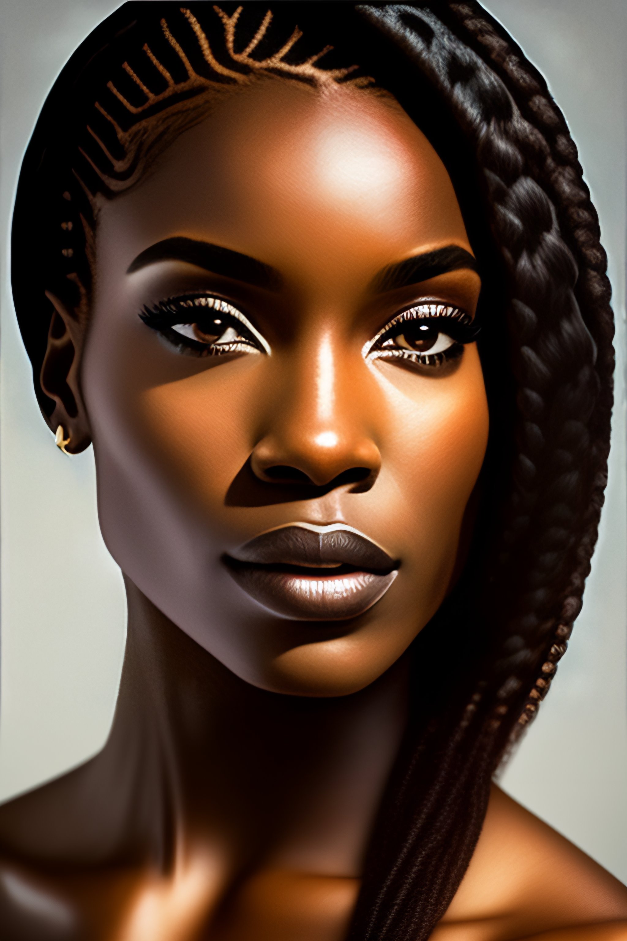 Lexica Portrait Of A Beautiful Dark Skin Woman With Braids Close Up 2160