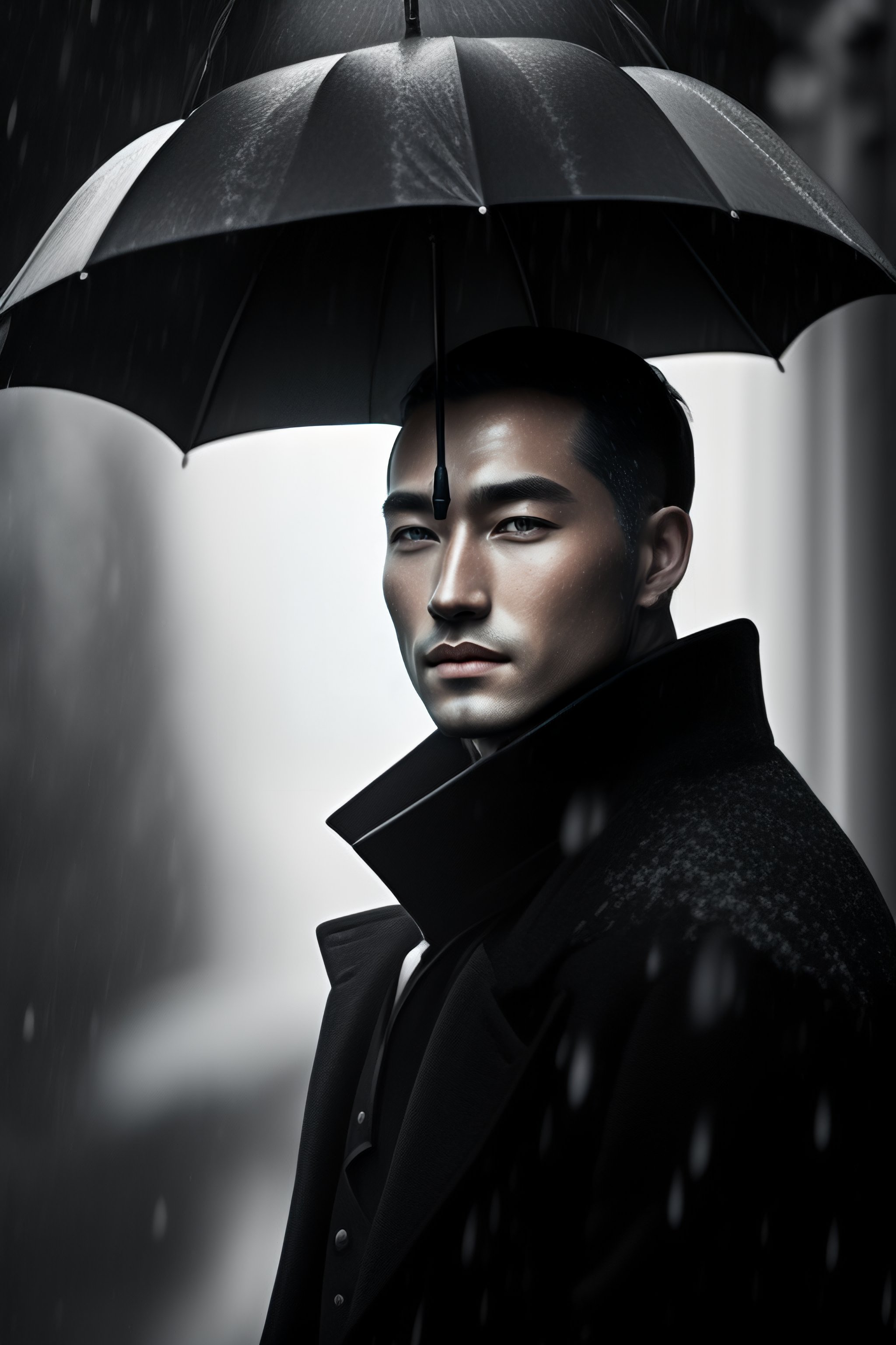 Lexica Black and white old portrait style painting of a man with no