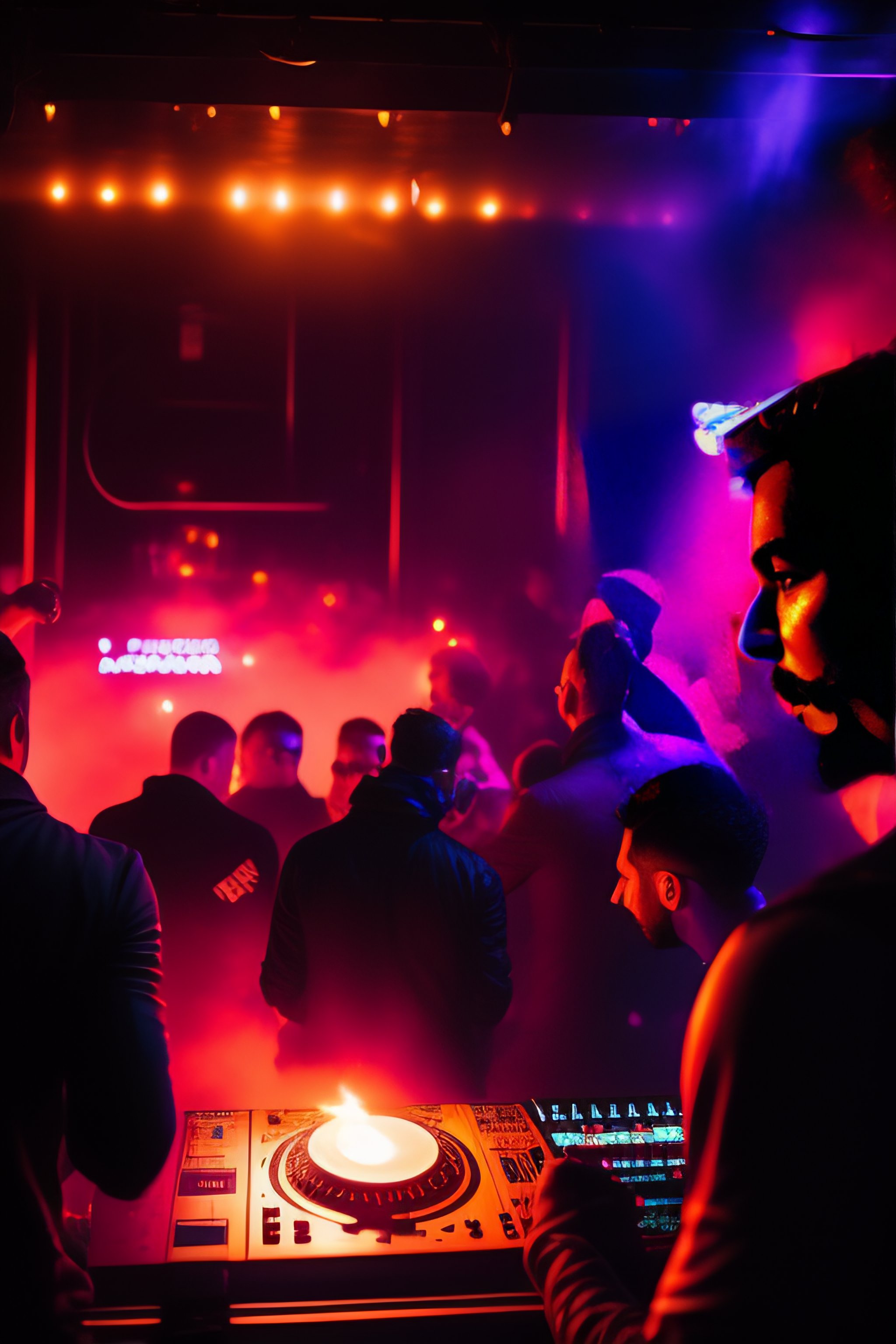 Lexica Boiler room with dj, with a lot of party people around him