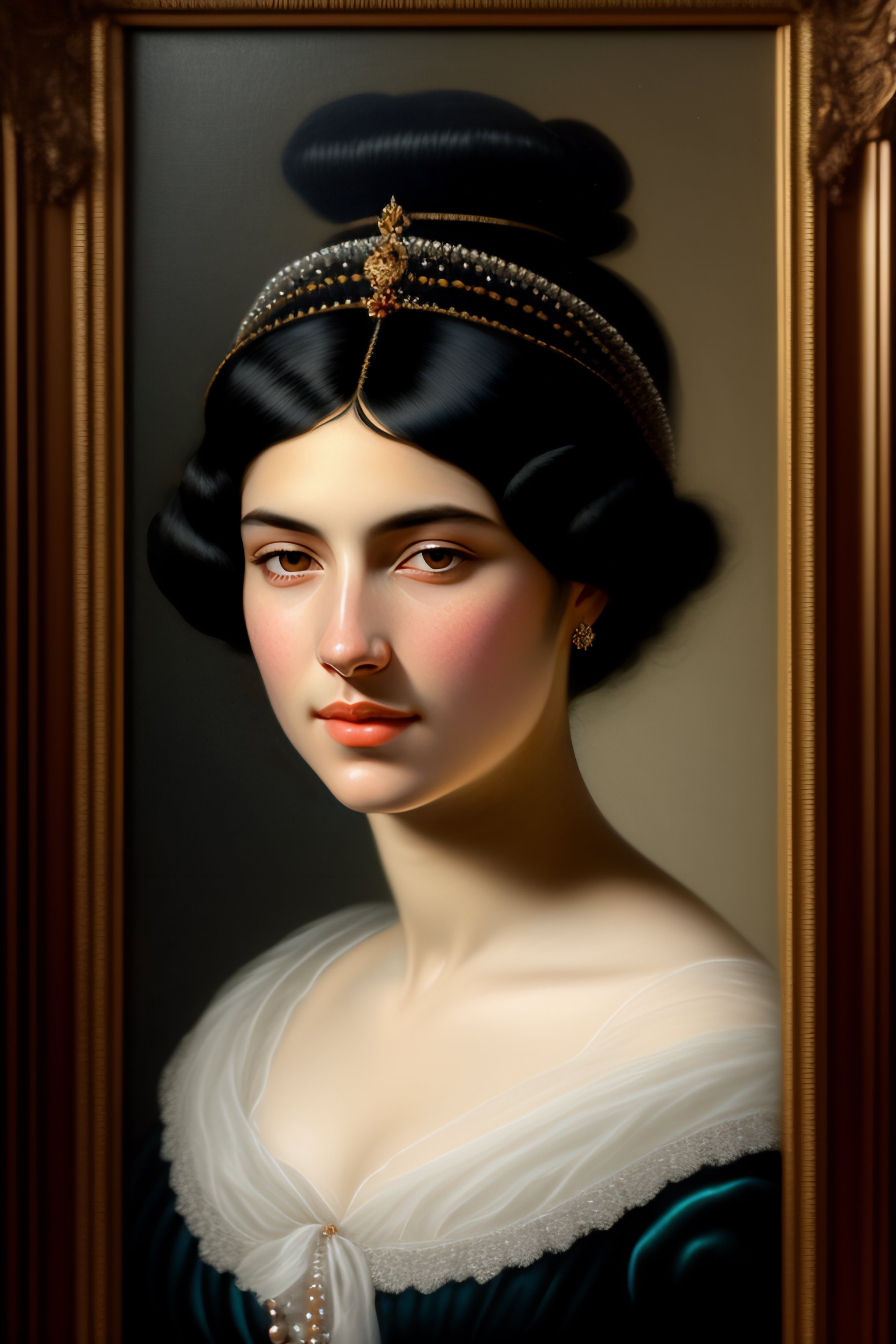 Lexica - 19th century portrait of a black haired woman qith a veil ...