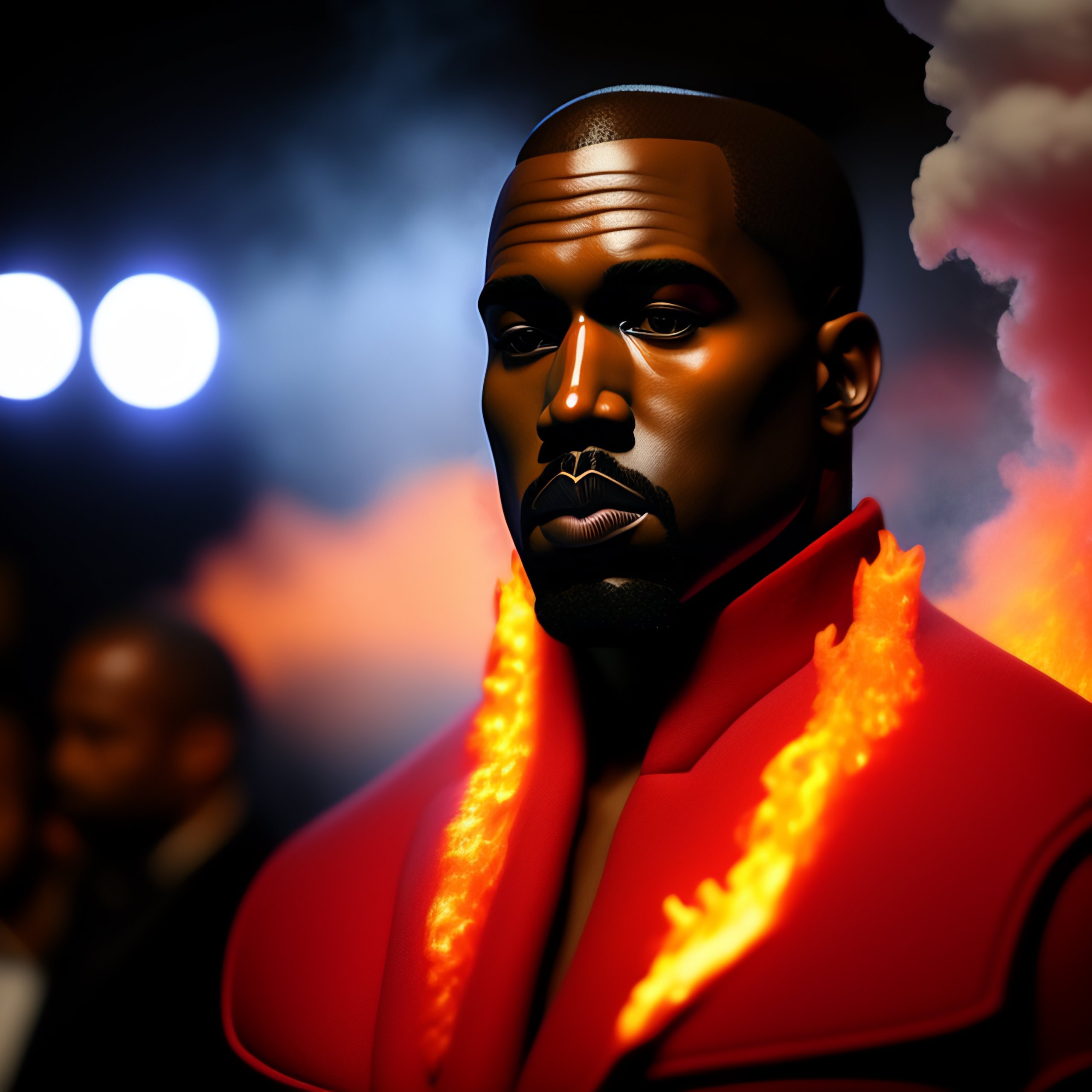 Lexica A melting wax figure of kanye west, madam tussaud's museum on fire