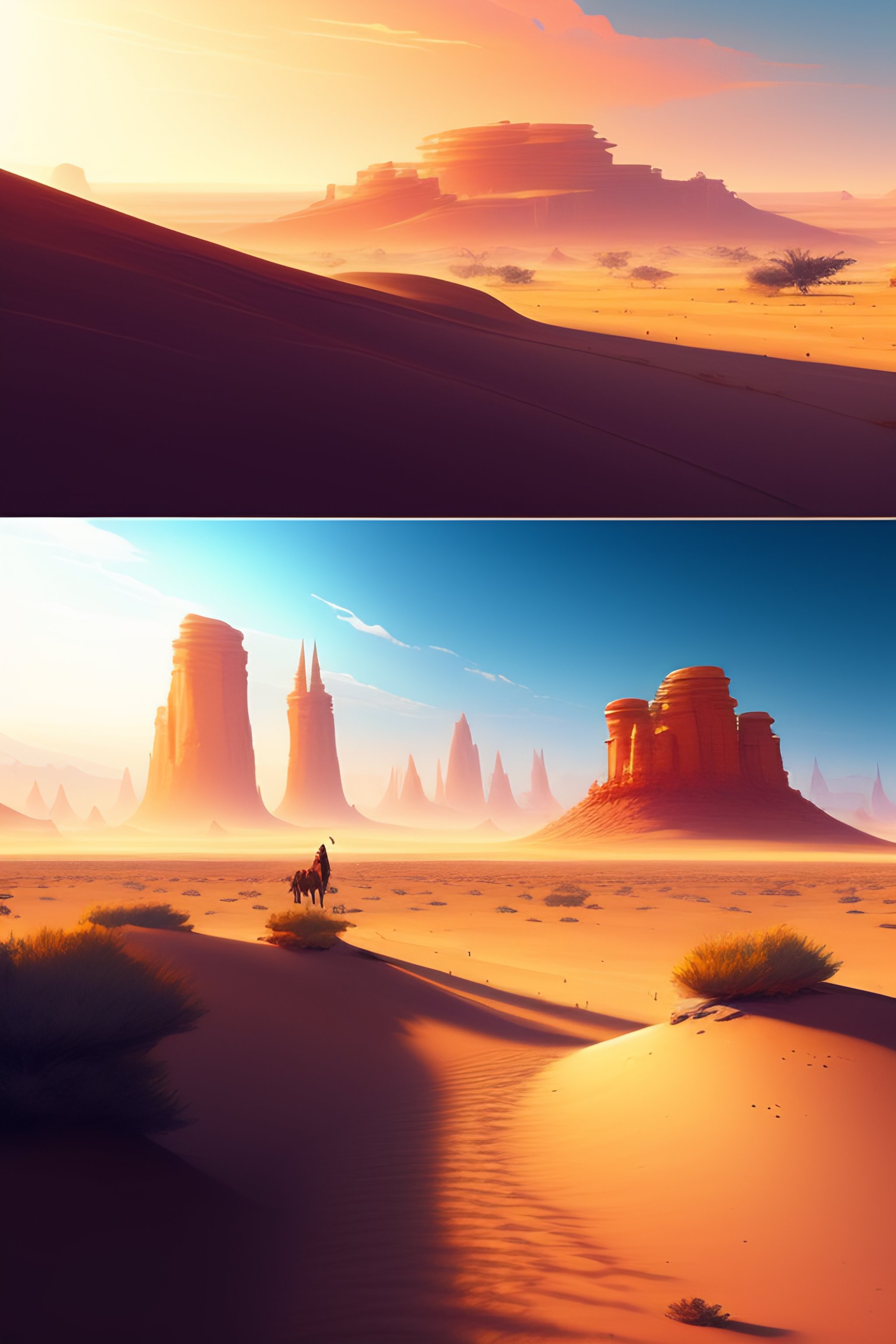 Lexica - Beautiful long long road desert western scene with a little ...