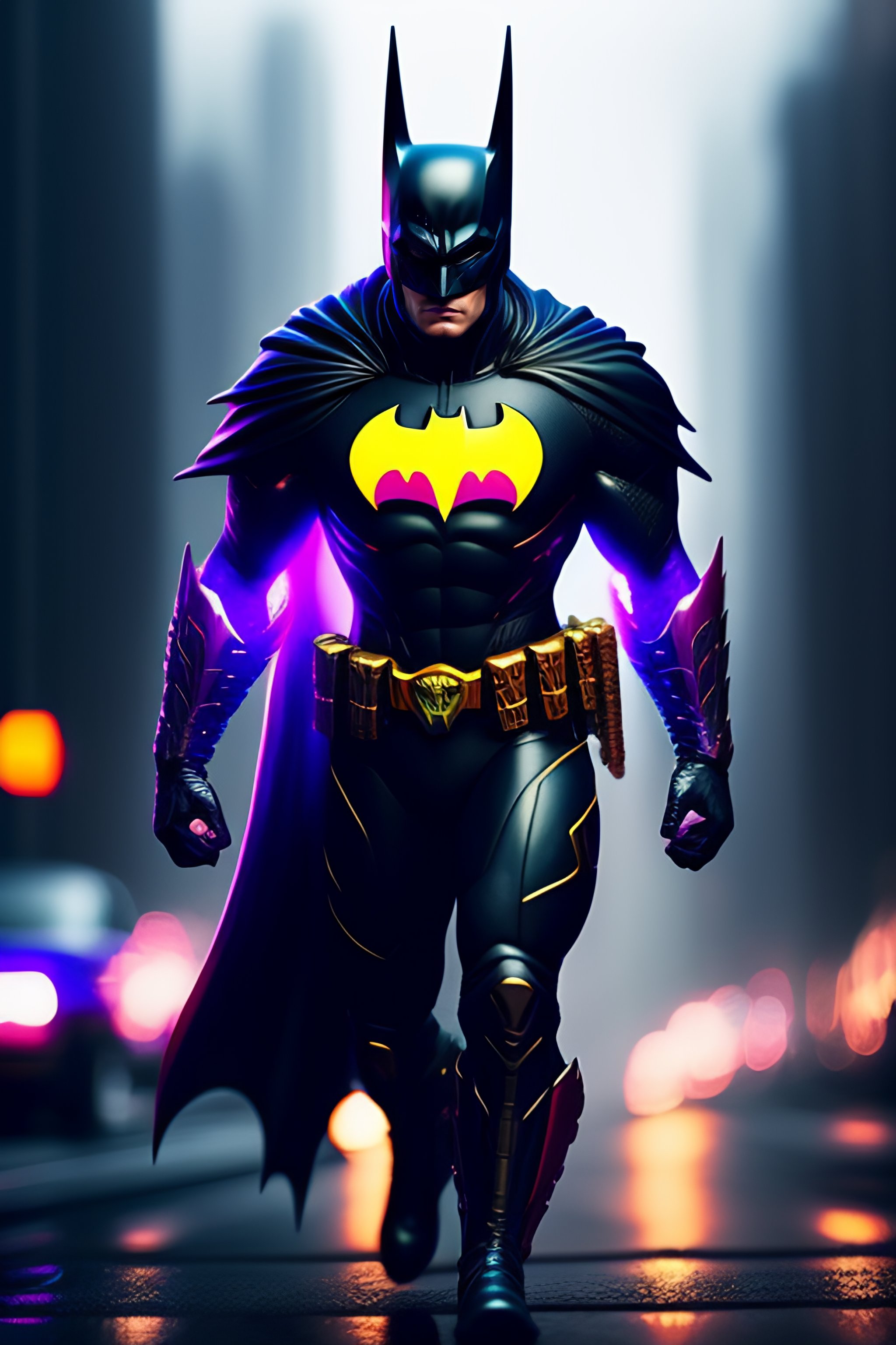Lexica - /imagine prompt:Batman assassin, half cyborg, riding a ...