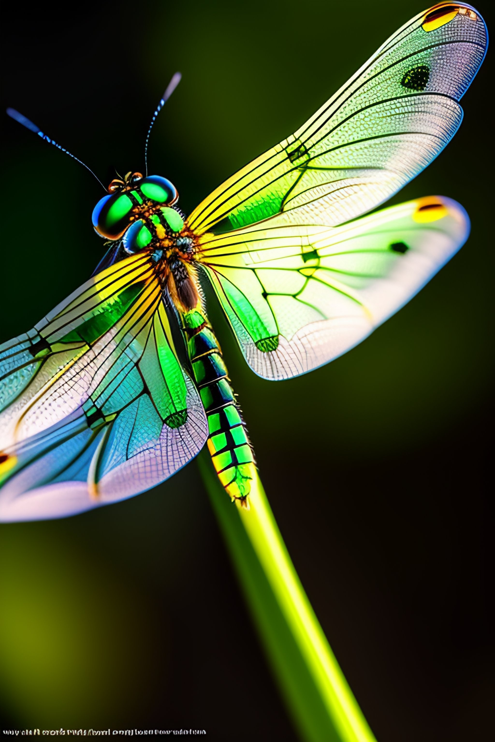 Lexica - A pair of realistic, transparent green dragonfly wings with a ...