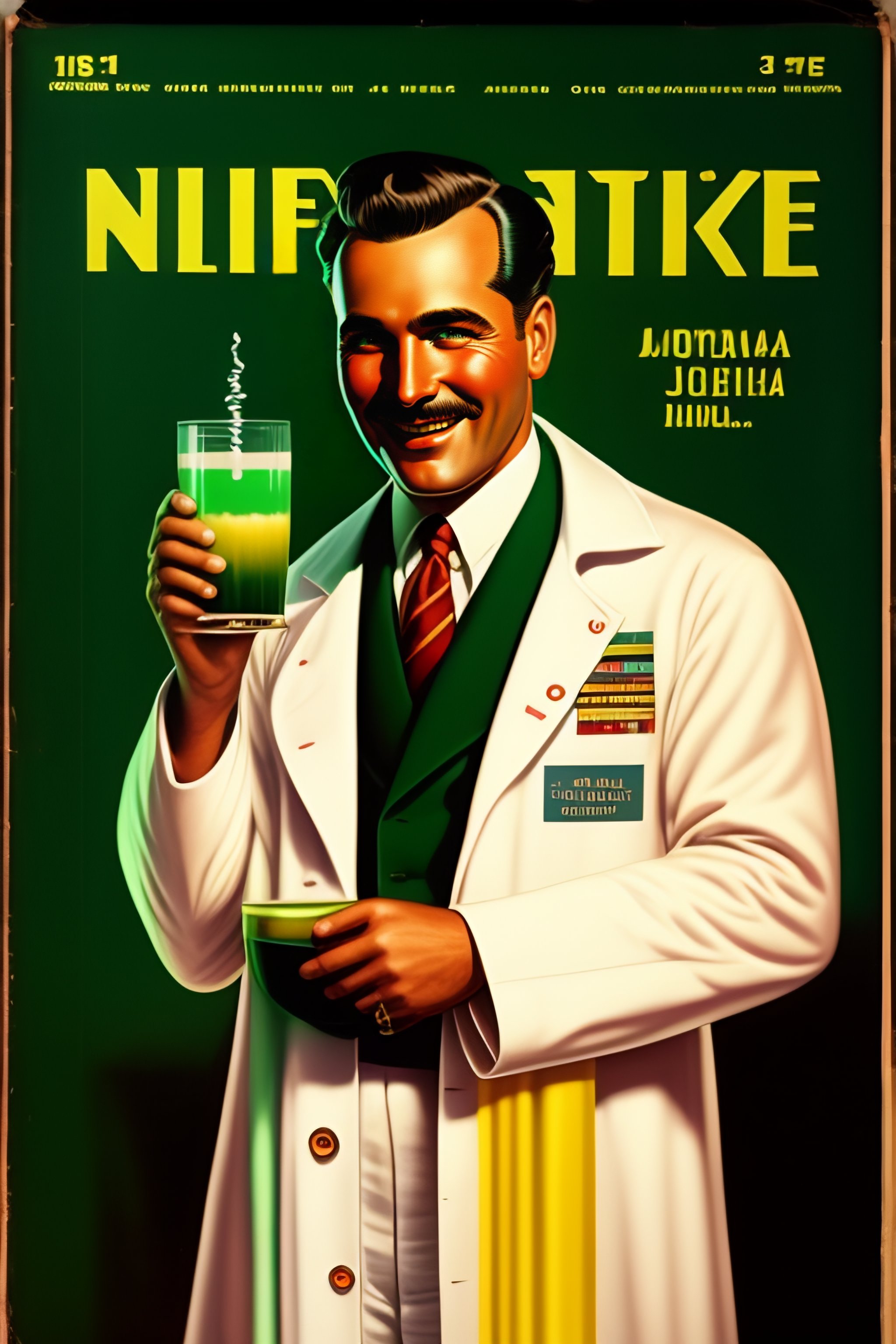 Lexica - 1945 pulp magazine poster of a middle aged man doctor in a ...