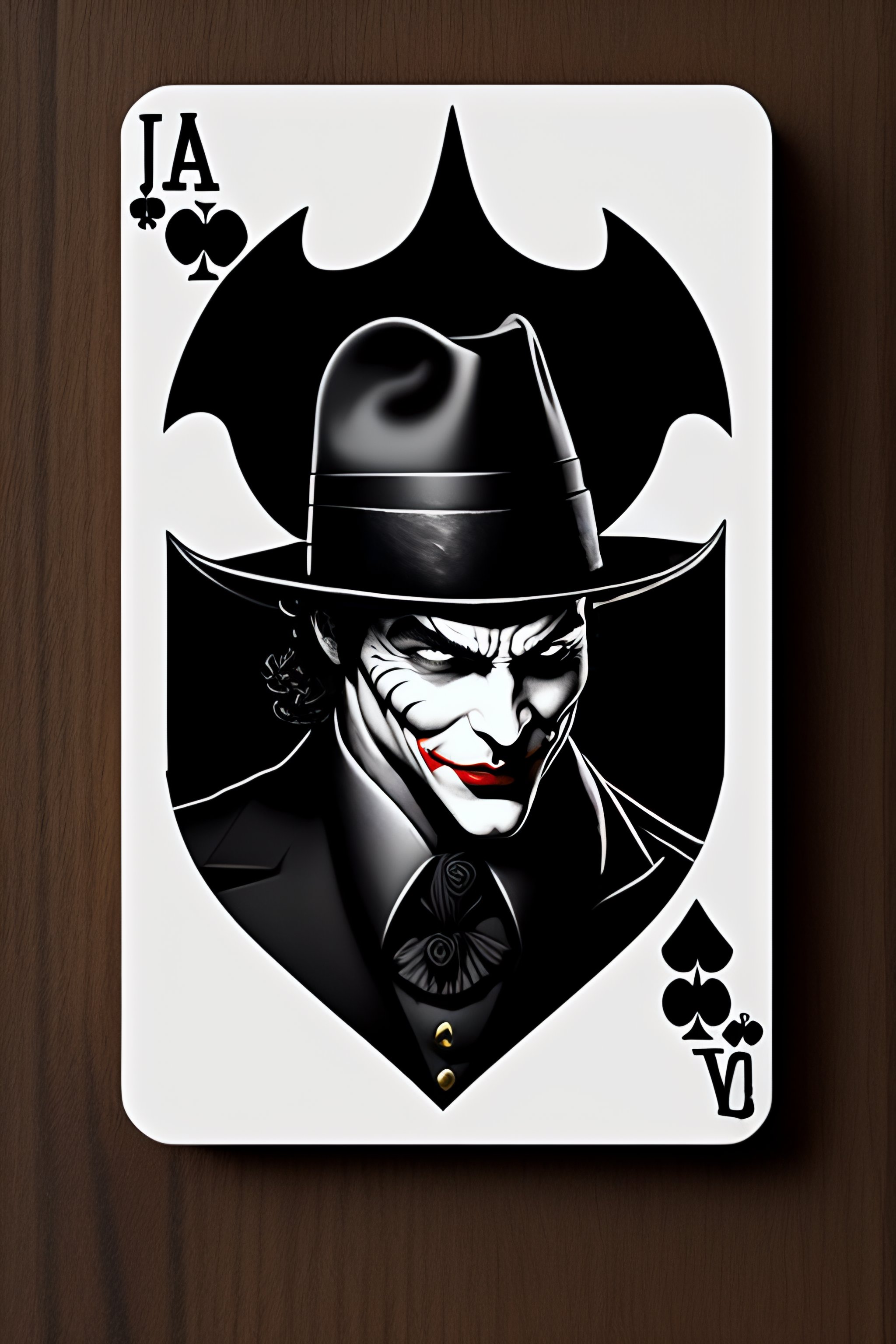 Lexica Playing card of joker and batman dark stylé black and white