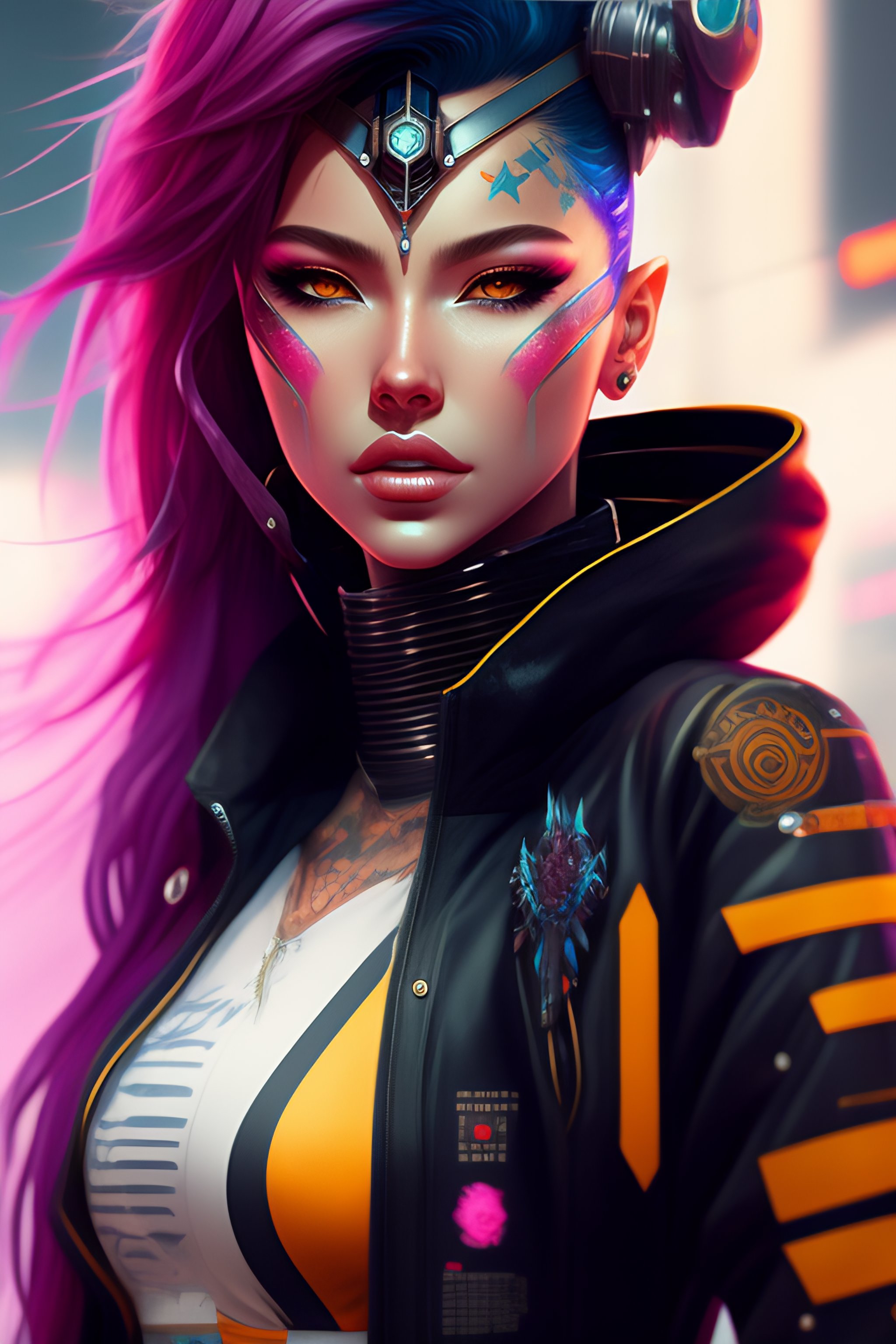 Lexica A Beautiful Cybernetic Punkrock Girl Cyberpunk Concept Art By Guweiz And Josan 