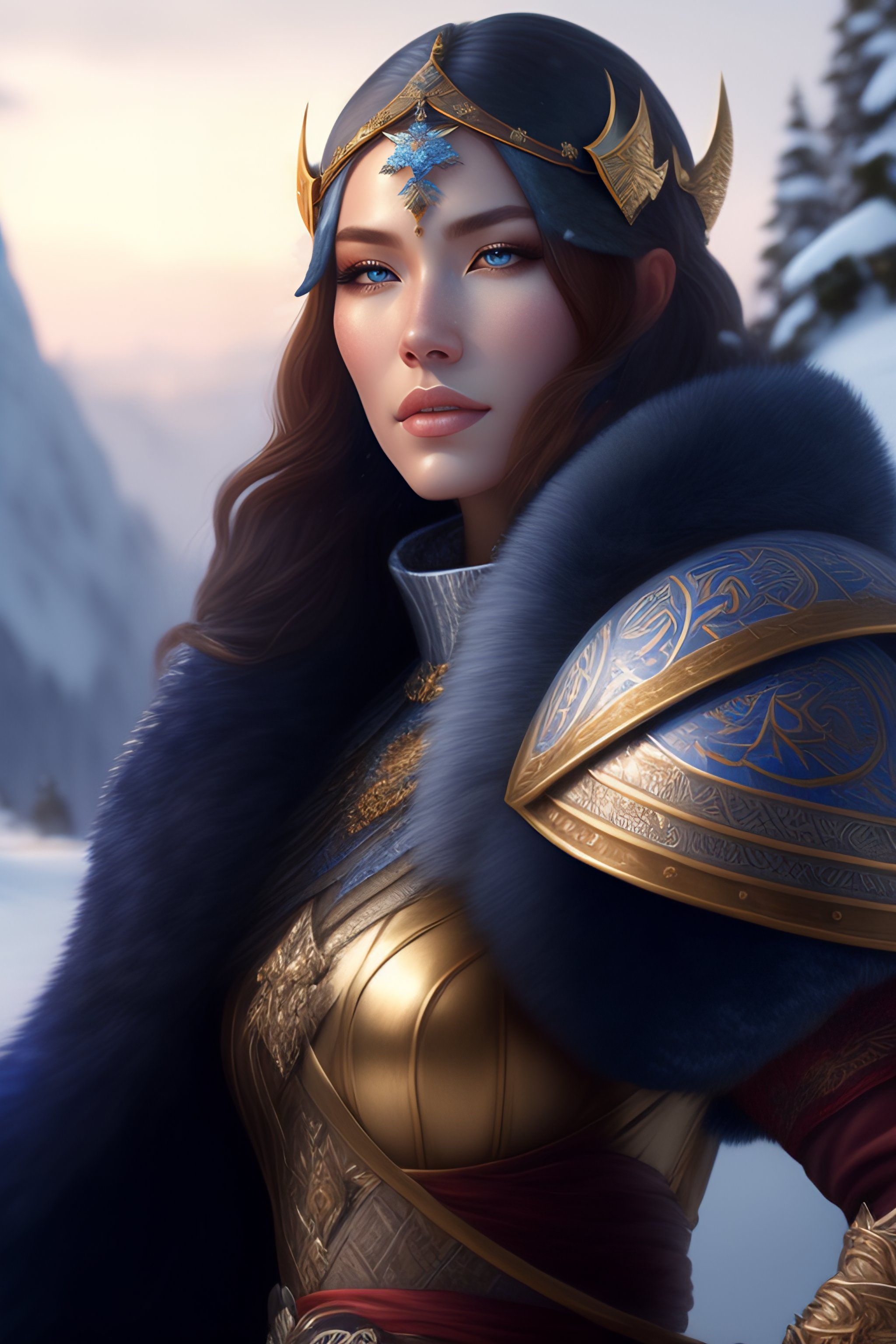 Lexica - Azure viking warrior, regal, elegant, winter, snow, beautiful ...