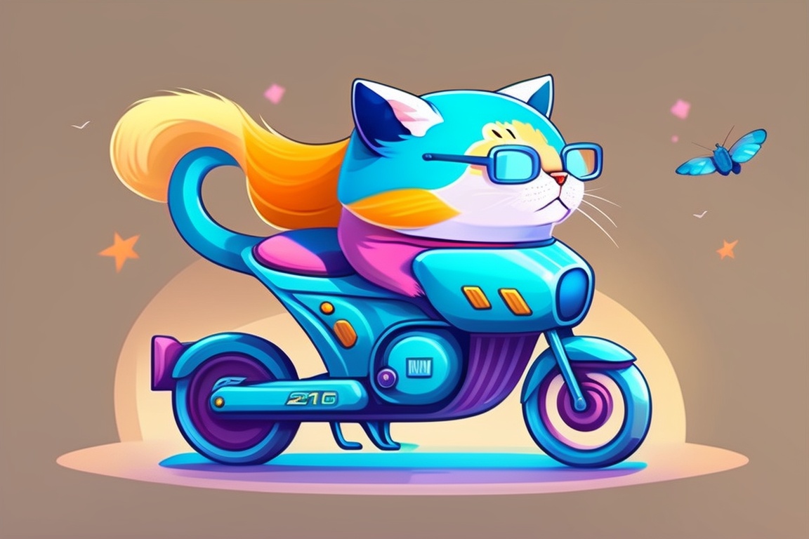 Lexica - Cat with goggls riding bike,cute , 2d cartoon comic style