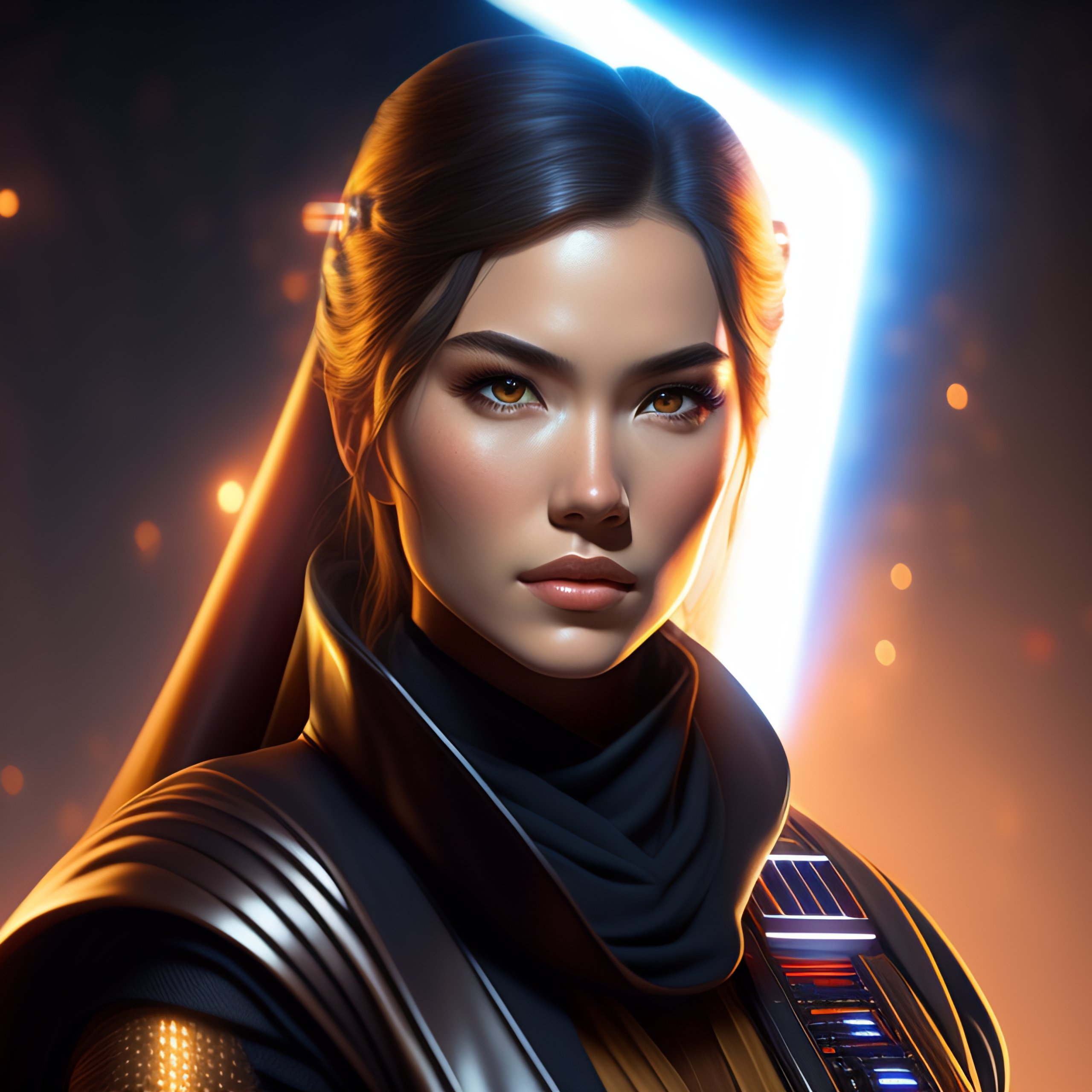 Lexica - Professional portrait of young jedi woman with a blaster, Star ...