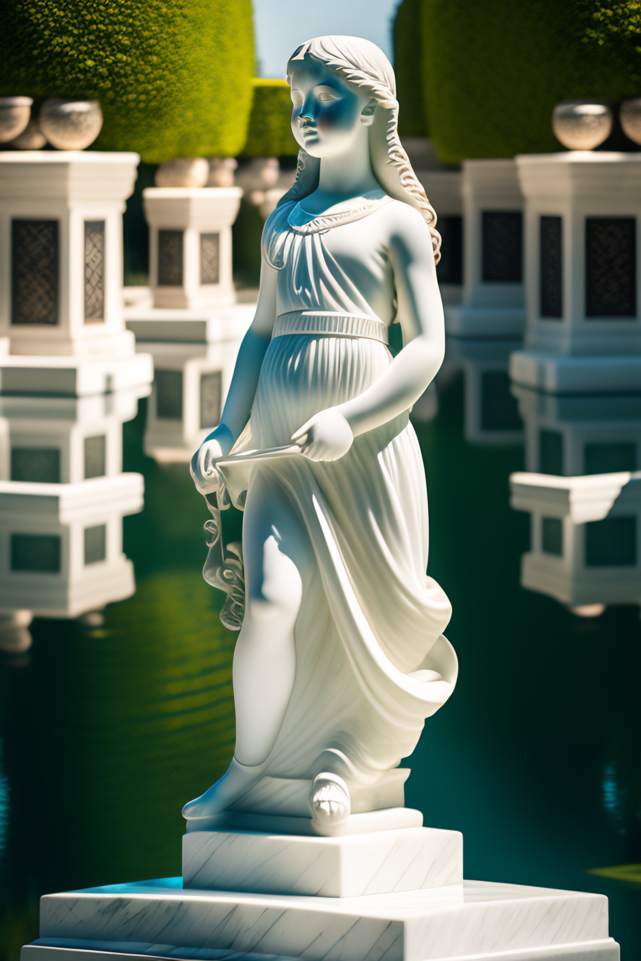 Lexica A statue of a girl sculpted in white marble in a beautiful