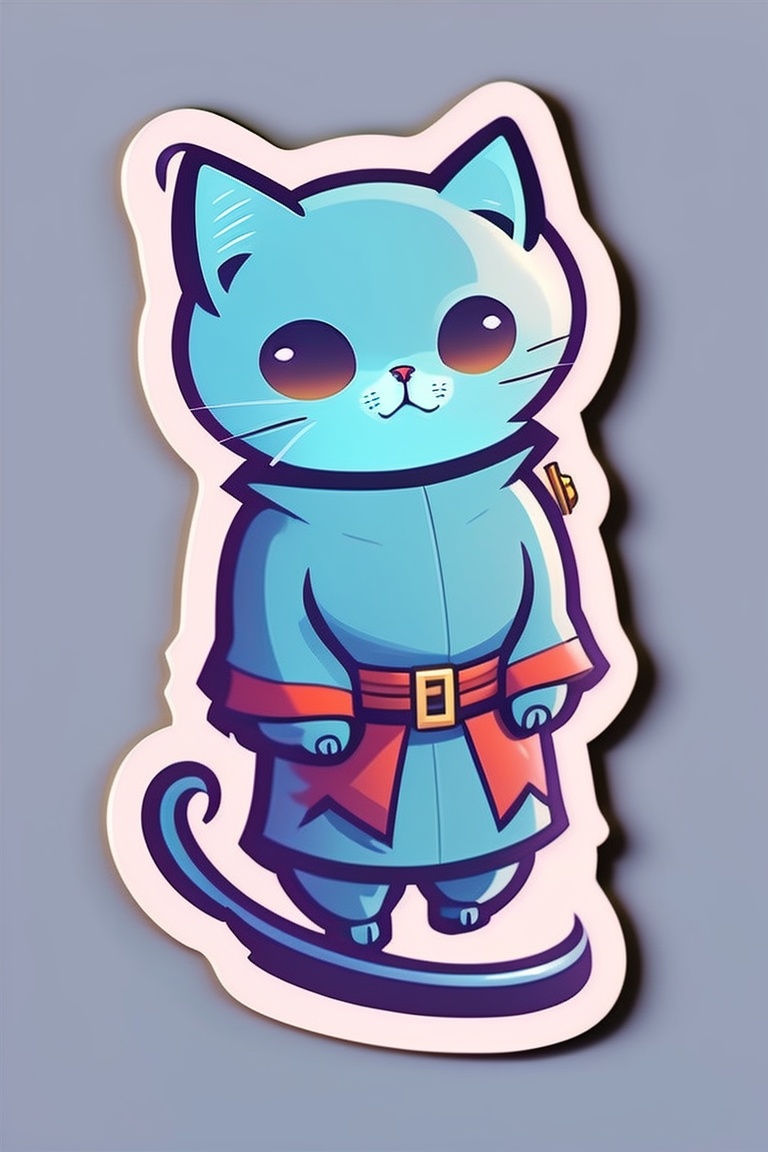 Lexica - Cute cartoon cat hero and mulder sticker, anime style, solid ...