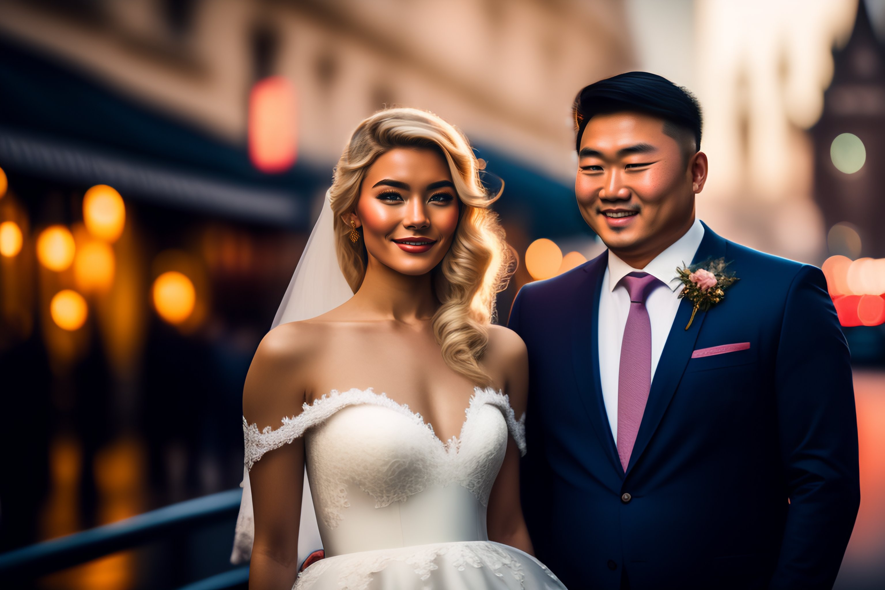 Lexica - Blonde european girl vogue in a wedding dress with a money ...