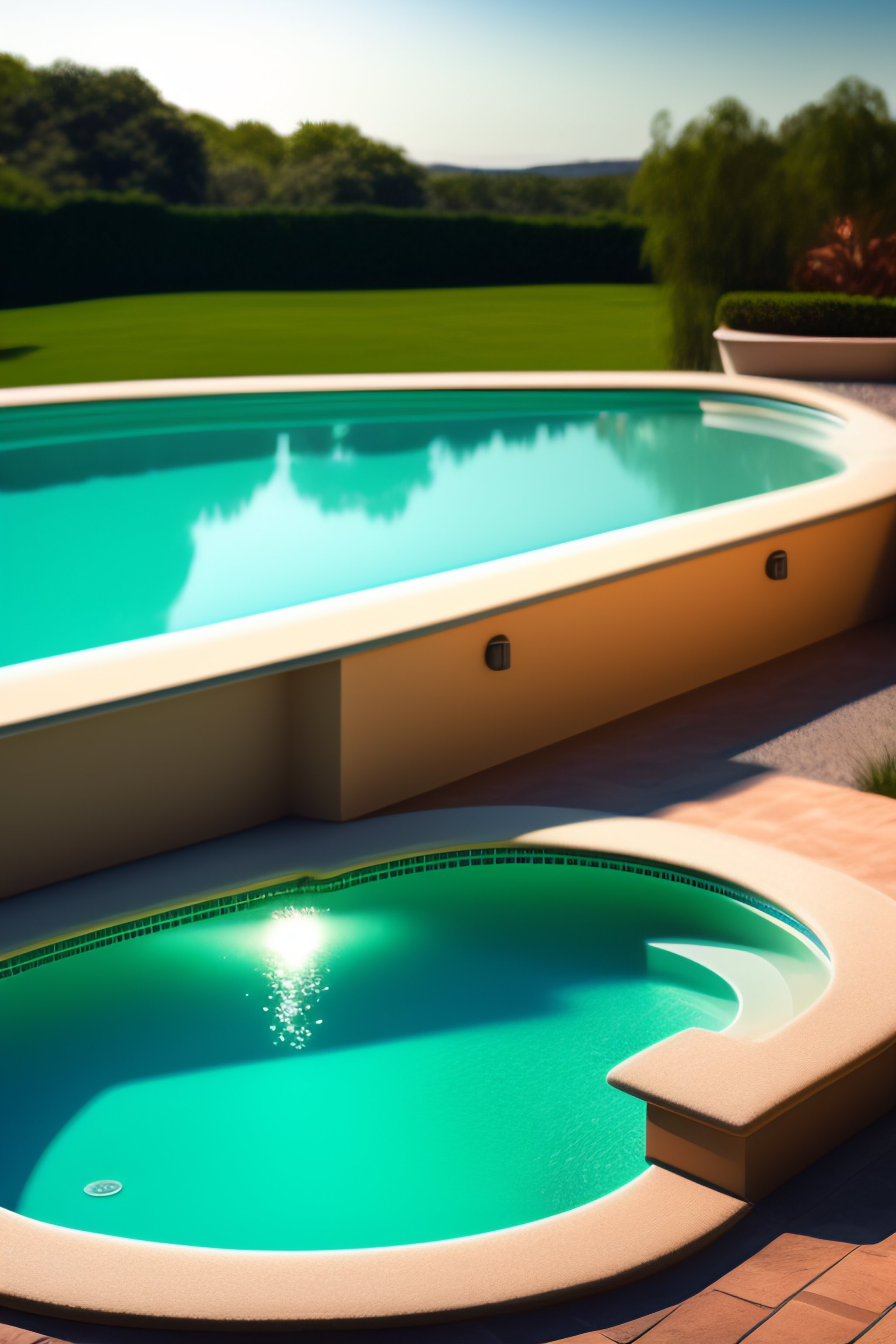 Lexica Pool water green cinematic sun smile