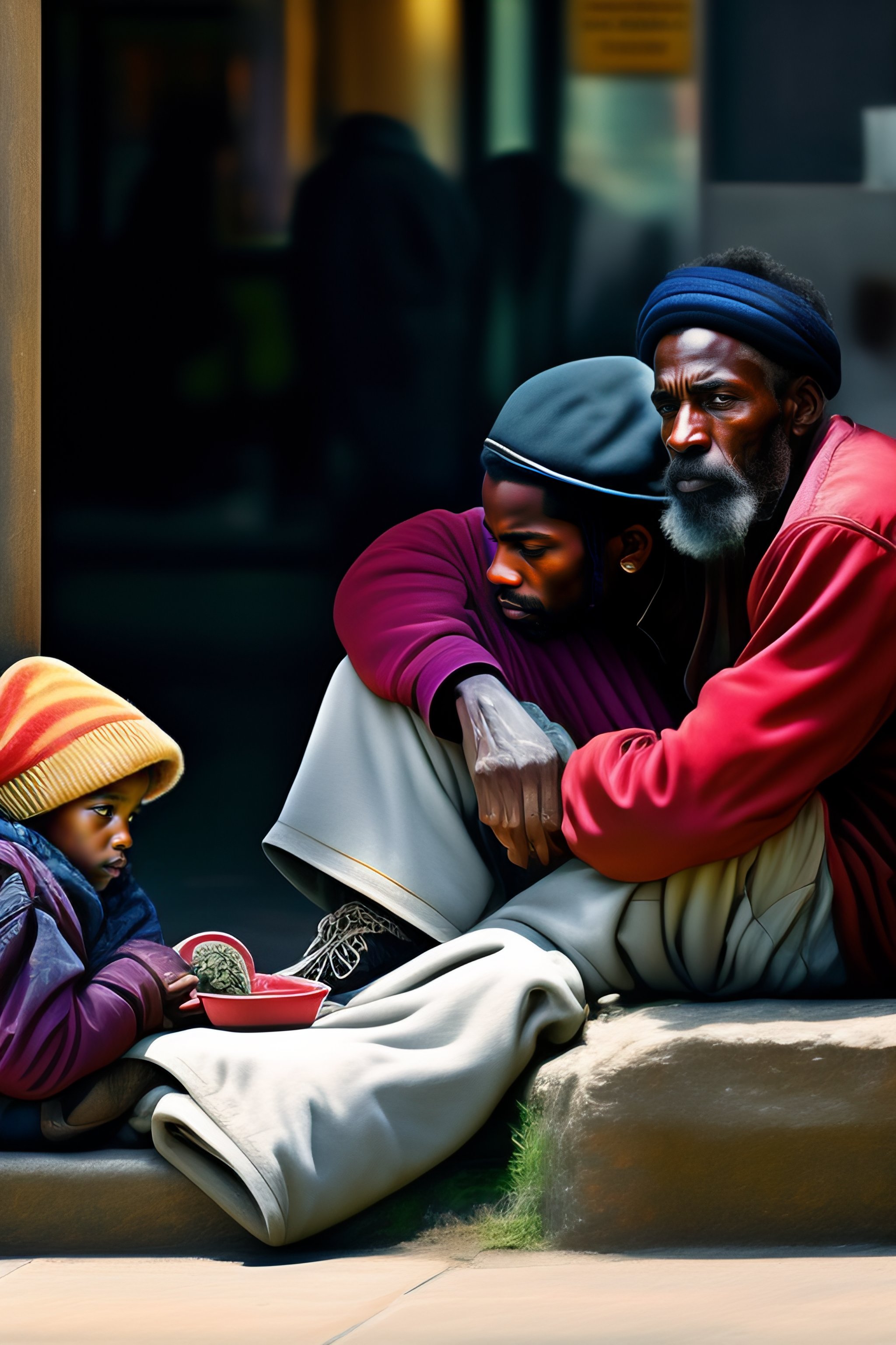 Lexica - Color picture of homeless superstars