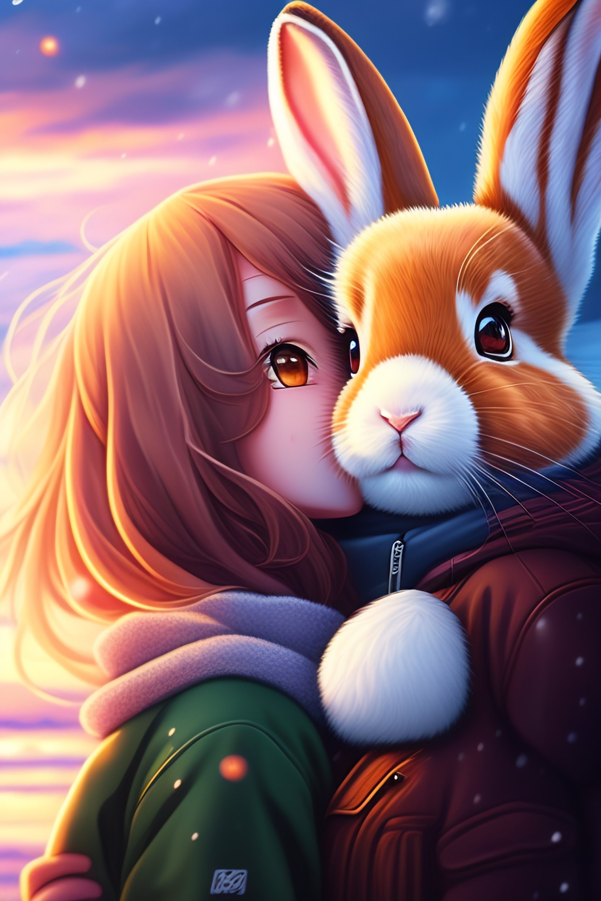 anime girl holding bunny