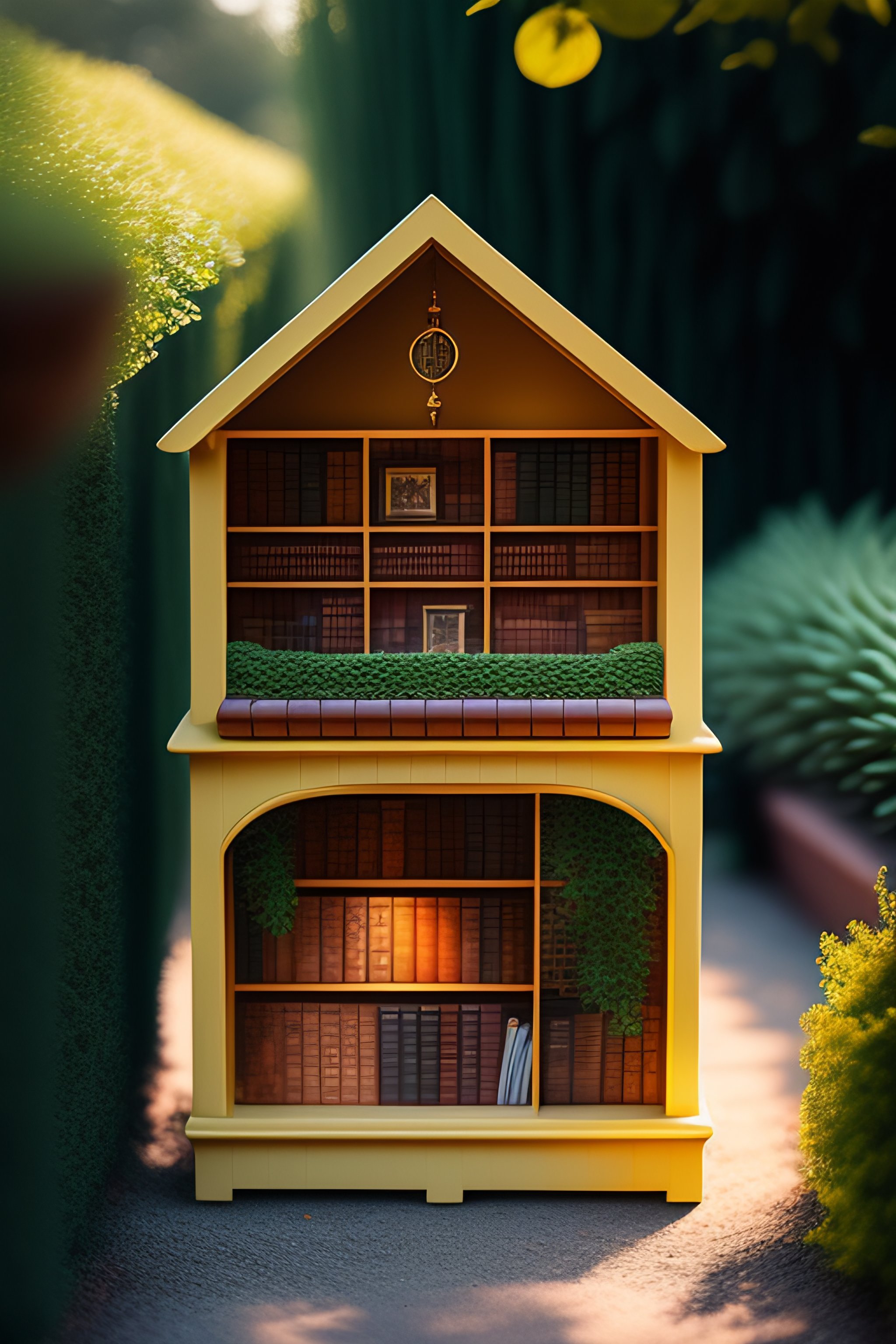 Lexica - Miniature city library hidden in the garden