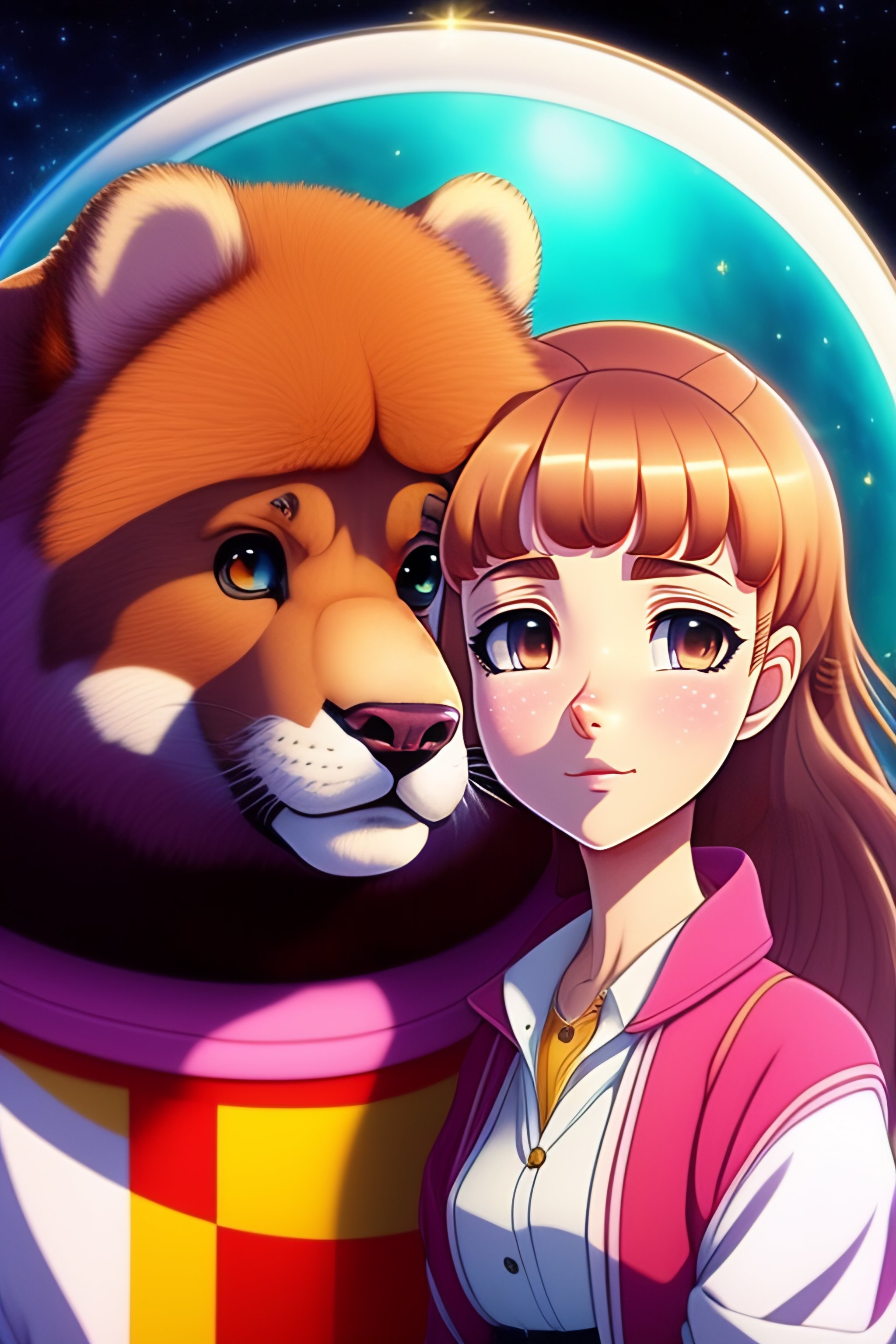 Lexica - Masha and the bear in Jupiter , drawn in anime 90s style