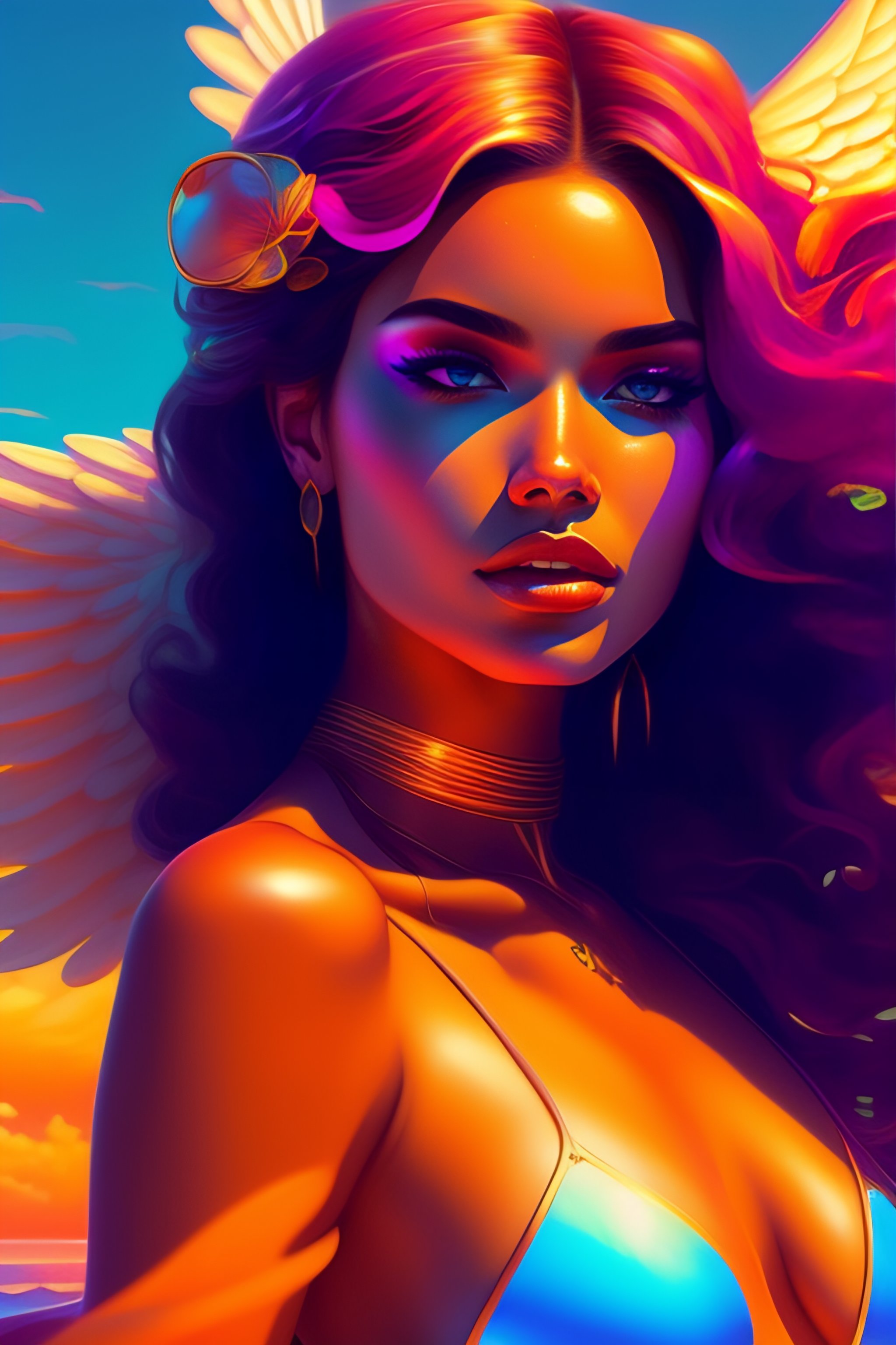 Lexica - Hot girl, bikini, vaporwave aesthetic, colorful, psychedelic ...