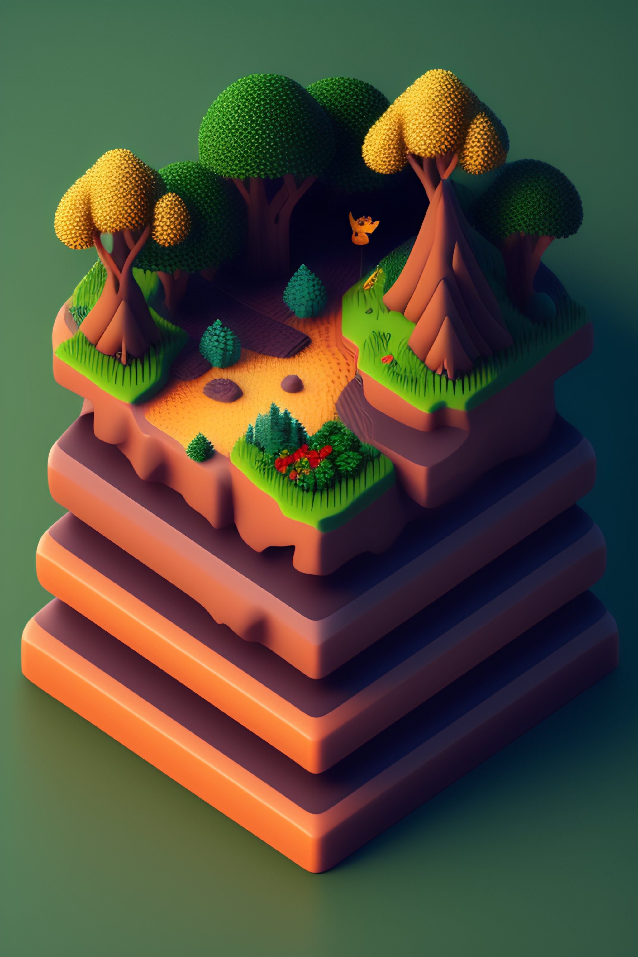 Lexica - Detailed isometric forrest, pixel art, c4d, full focus ...