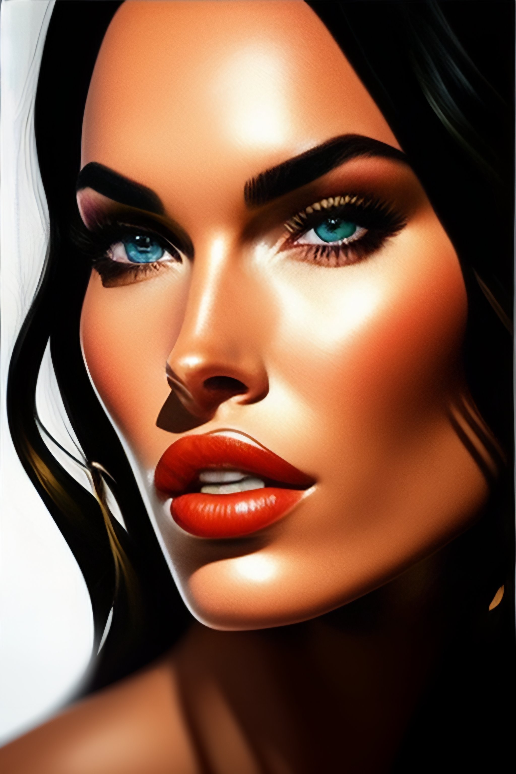 Lexica Megan Fox Closeup Of Face Licking Lips Hyperrealistic Portrait Photo Realistic