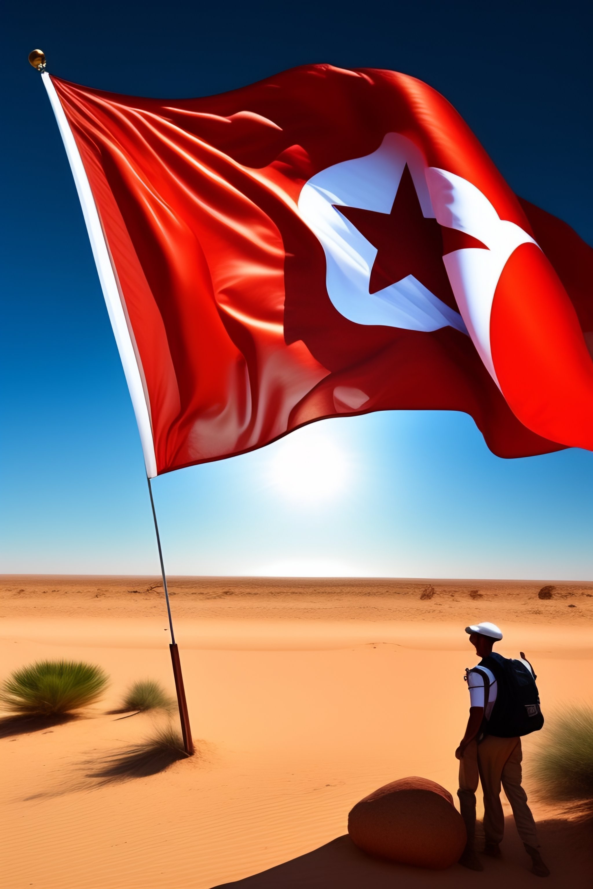 Drapeau Tunisie avec un paysage tunisien
