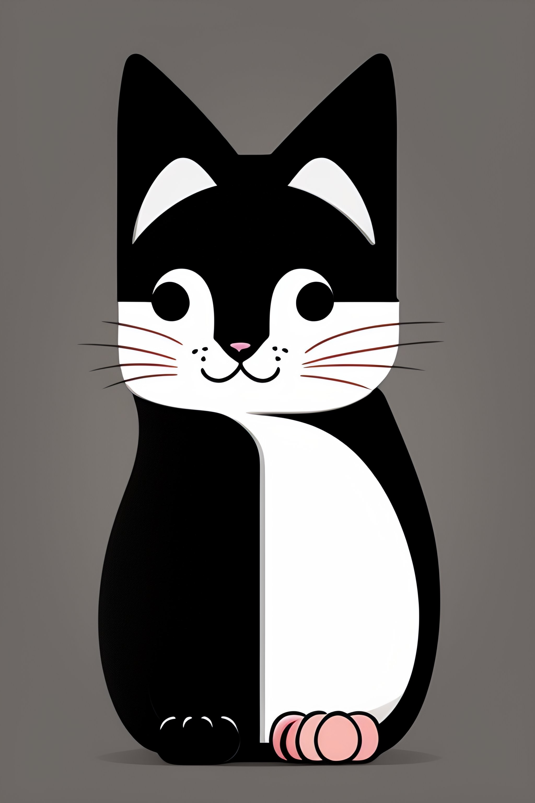 Lexica Cute cat , flat design, illustration, black and white,