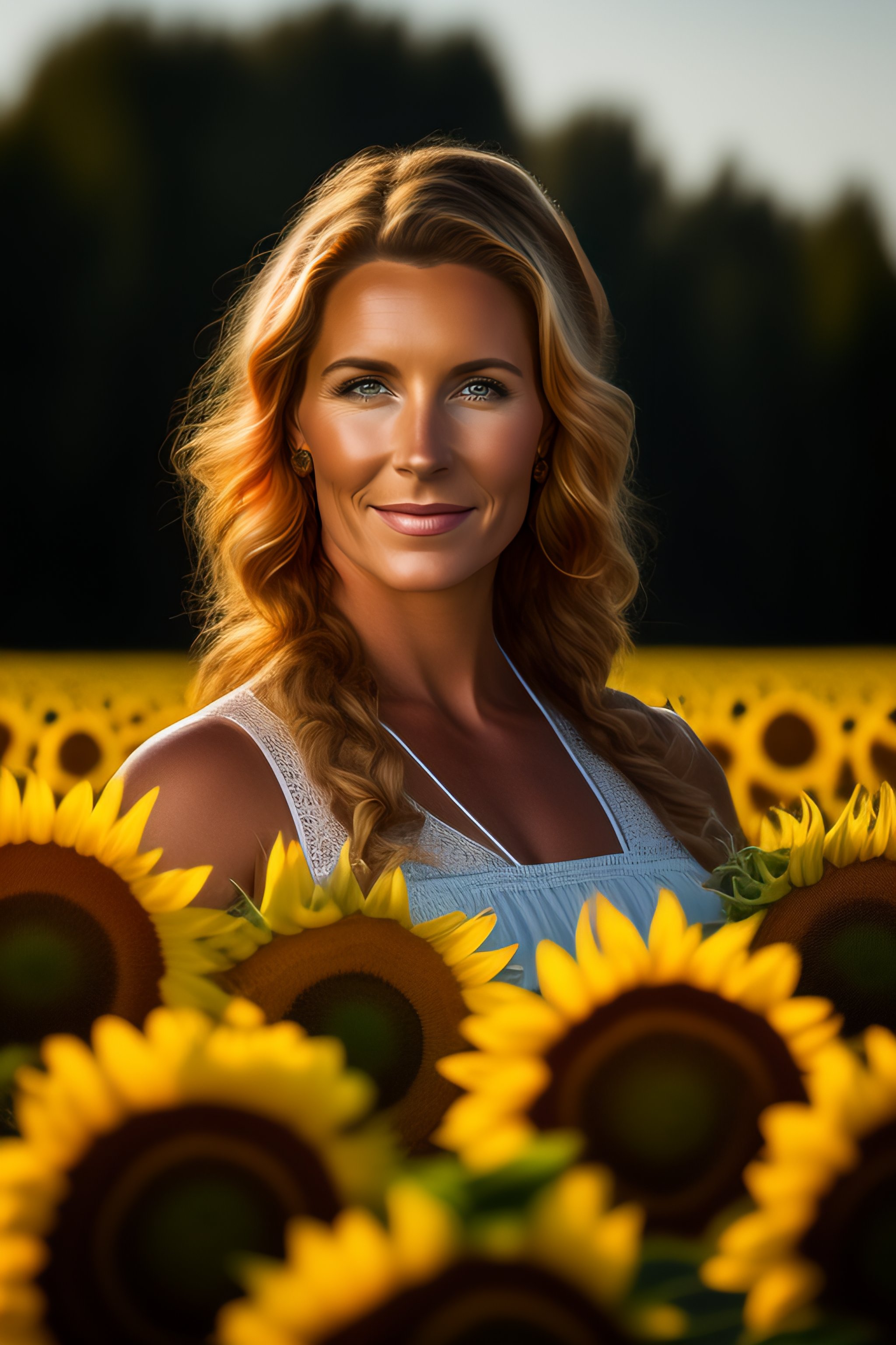 Lexica - Portrait of a farmer in a sunflower field