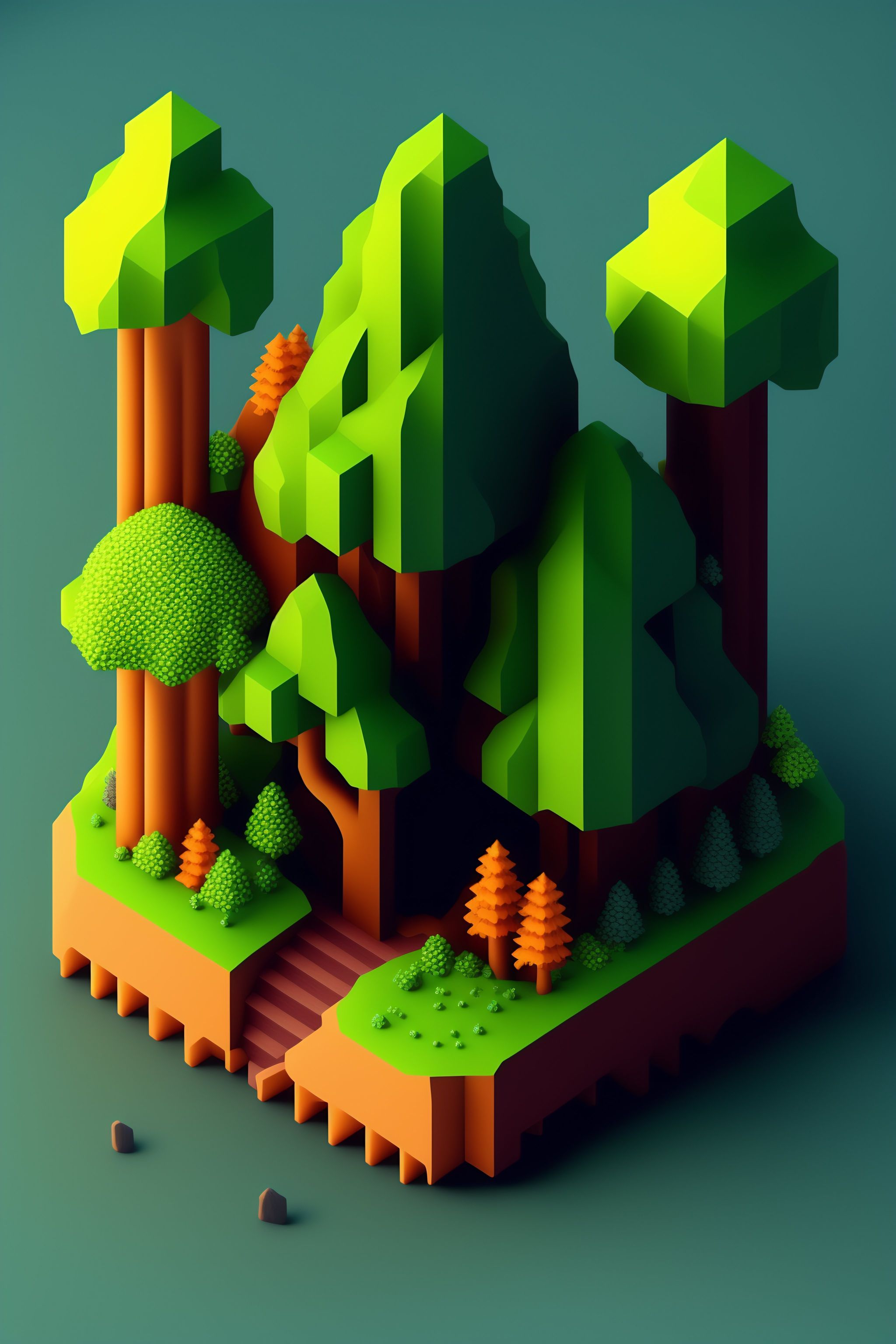 Lexica - Detailed isometric forrest, pixel art, c4d, full focus ...