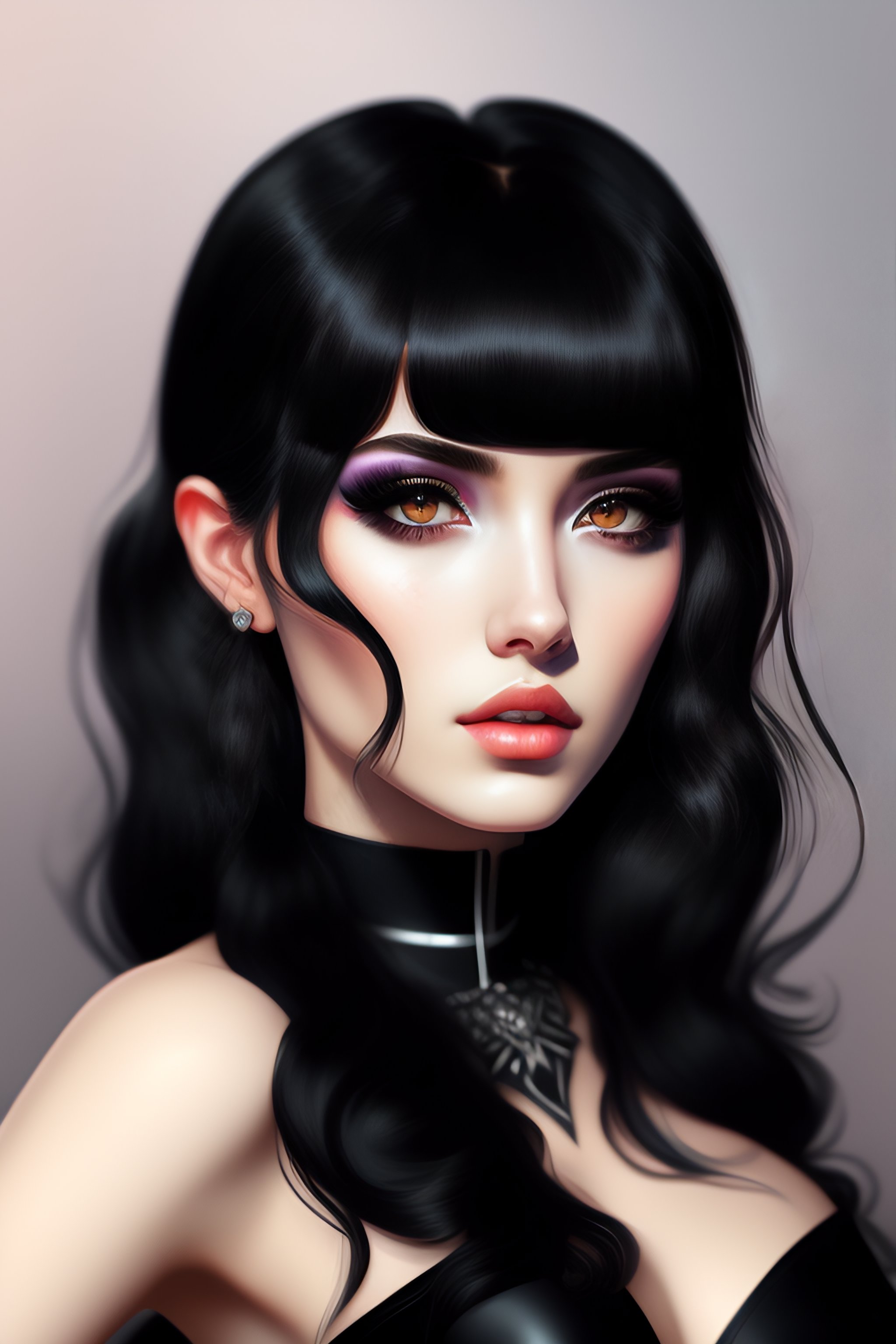 Lexica E Girl Fully Body Black Hair Bangs Hairstyle Pale Skin High Detail Highly 3461