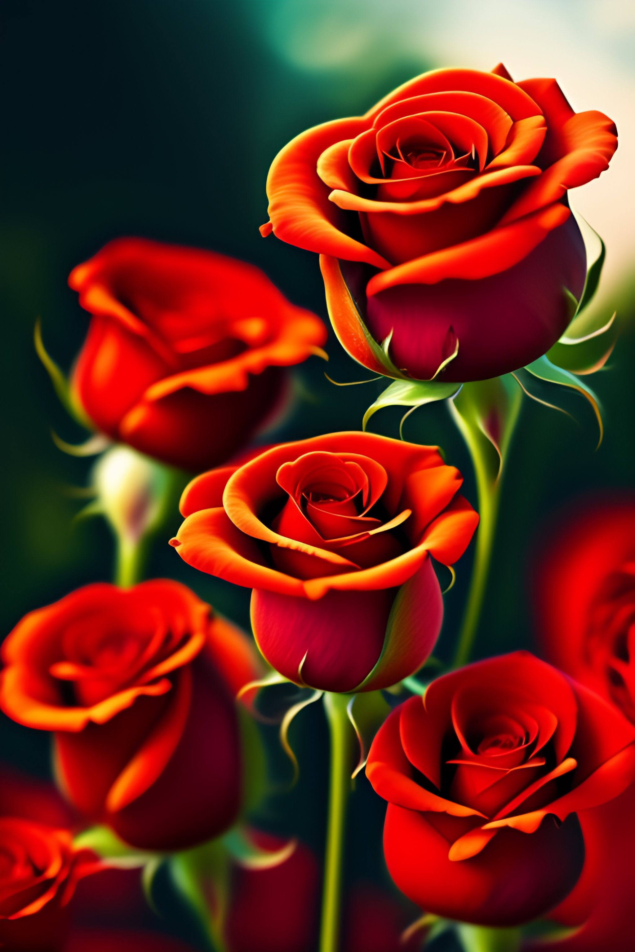 Lexica Red roses, symbols of love, digital art, dreamy