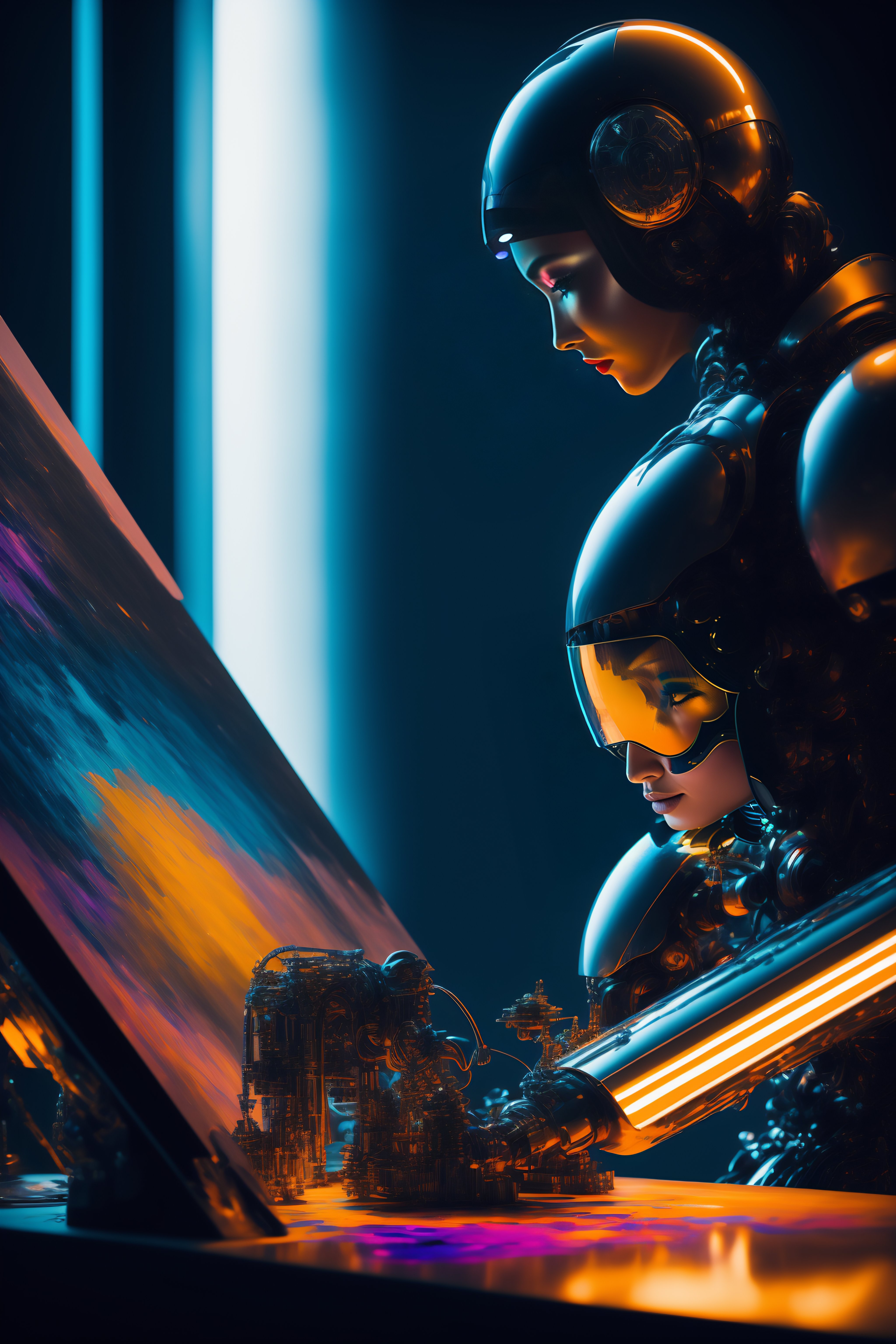 Lexica - Photo of futuristic futuristic cyborg - robot - painter ...