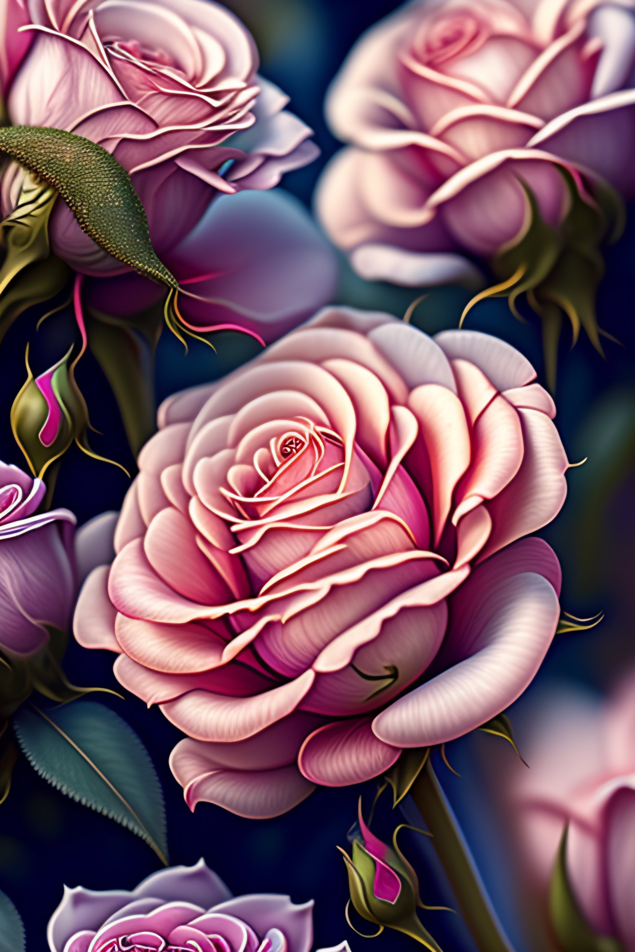 Lexica - An ultra hd detailed painting of many white and blur roses by ...