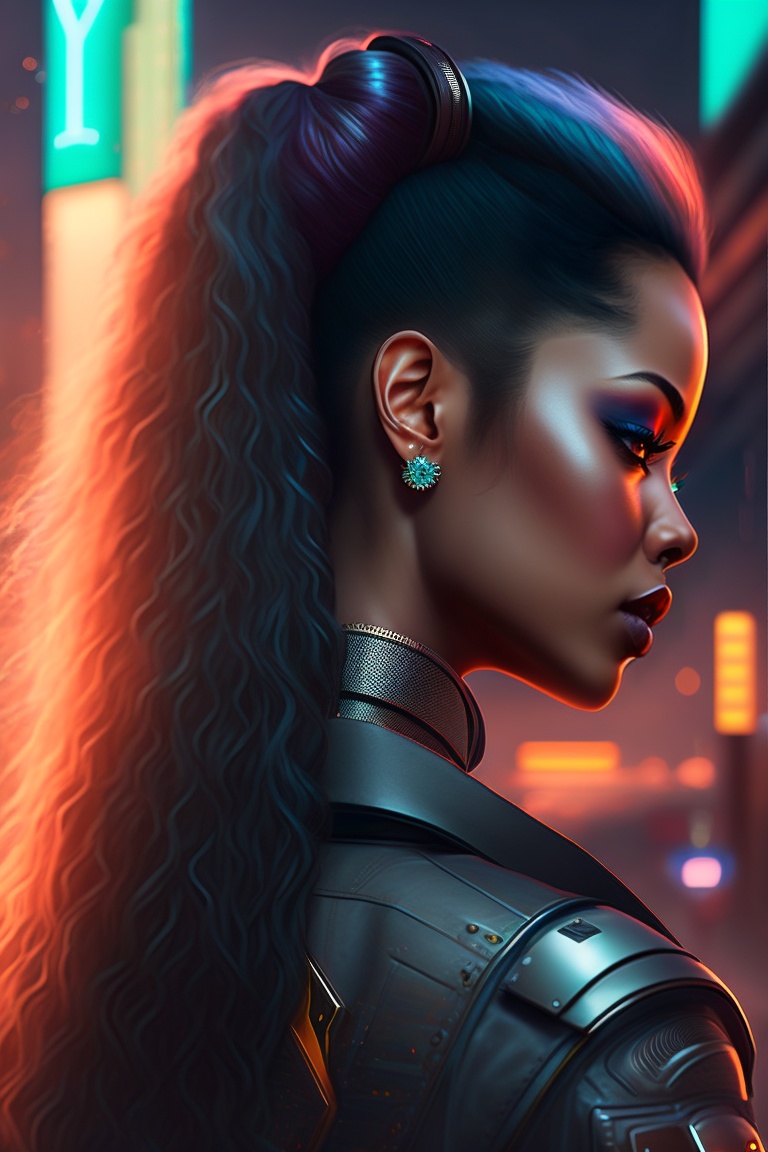 Lexica - Back of a woman, cyberpunk style, hd, 4k