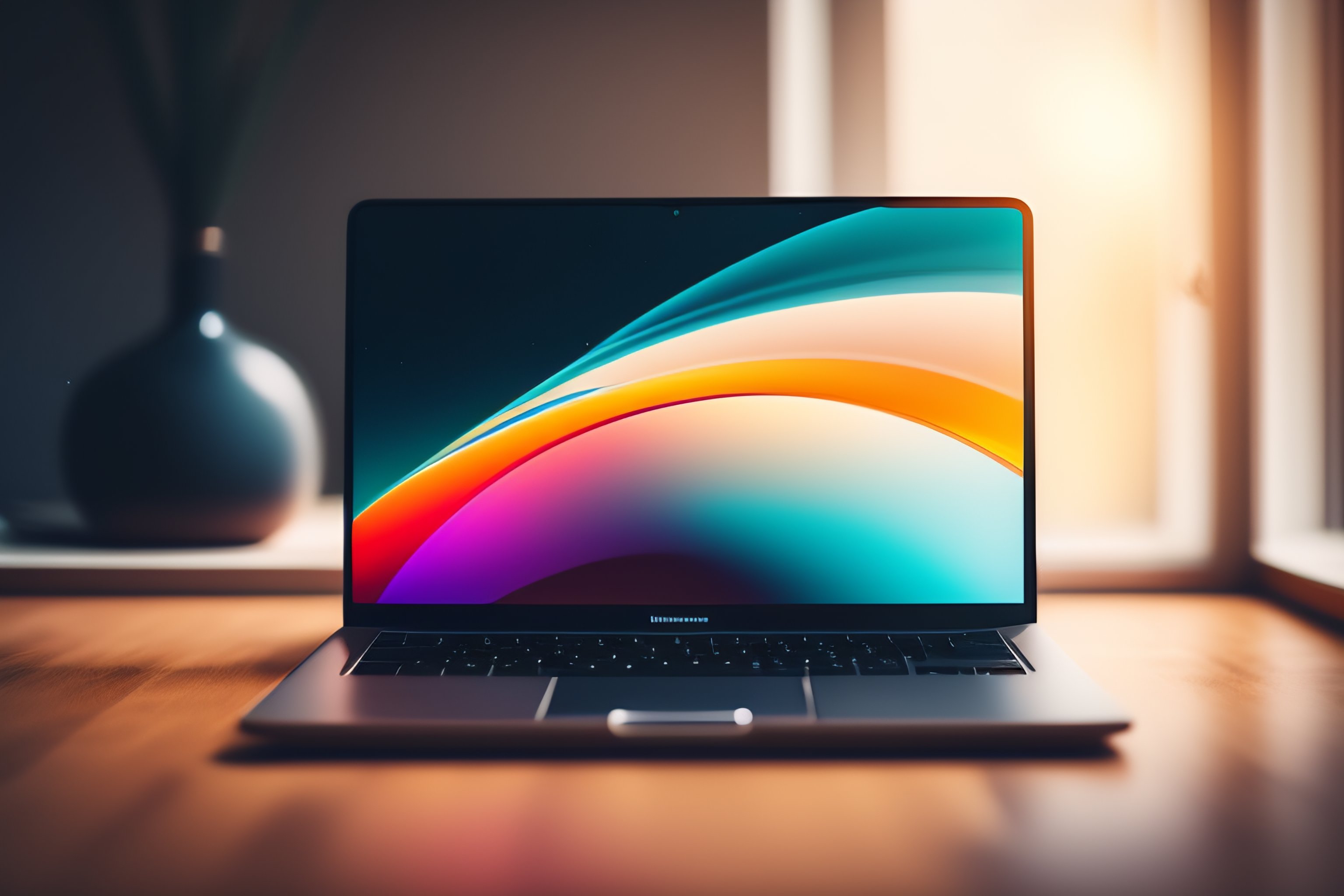 Lexica - Laptop in the air. abstract background