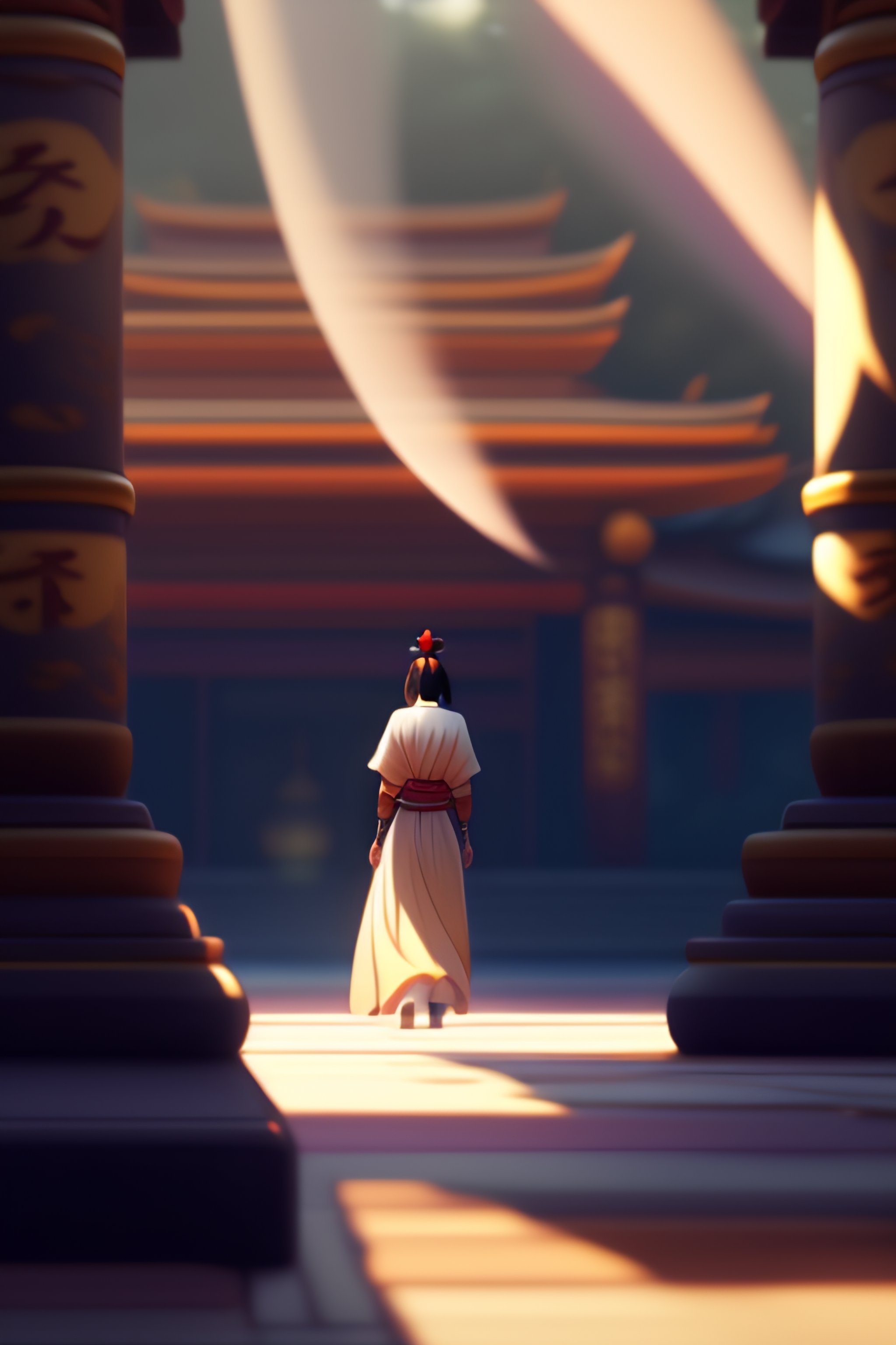 Lexica - A wholesome animation key shot of a shinto priestess sweeping ...