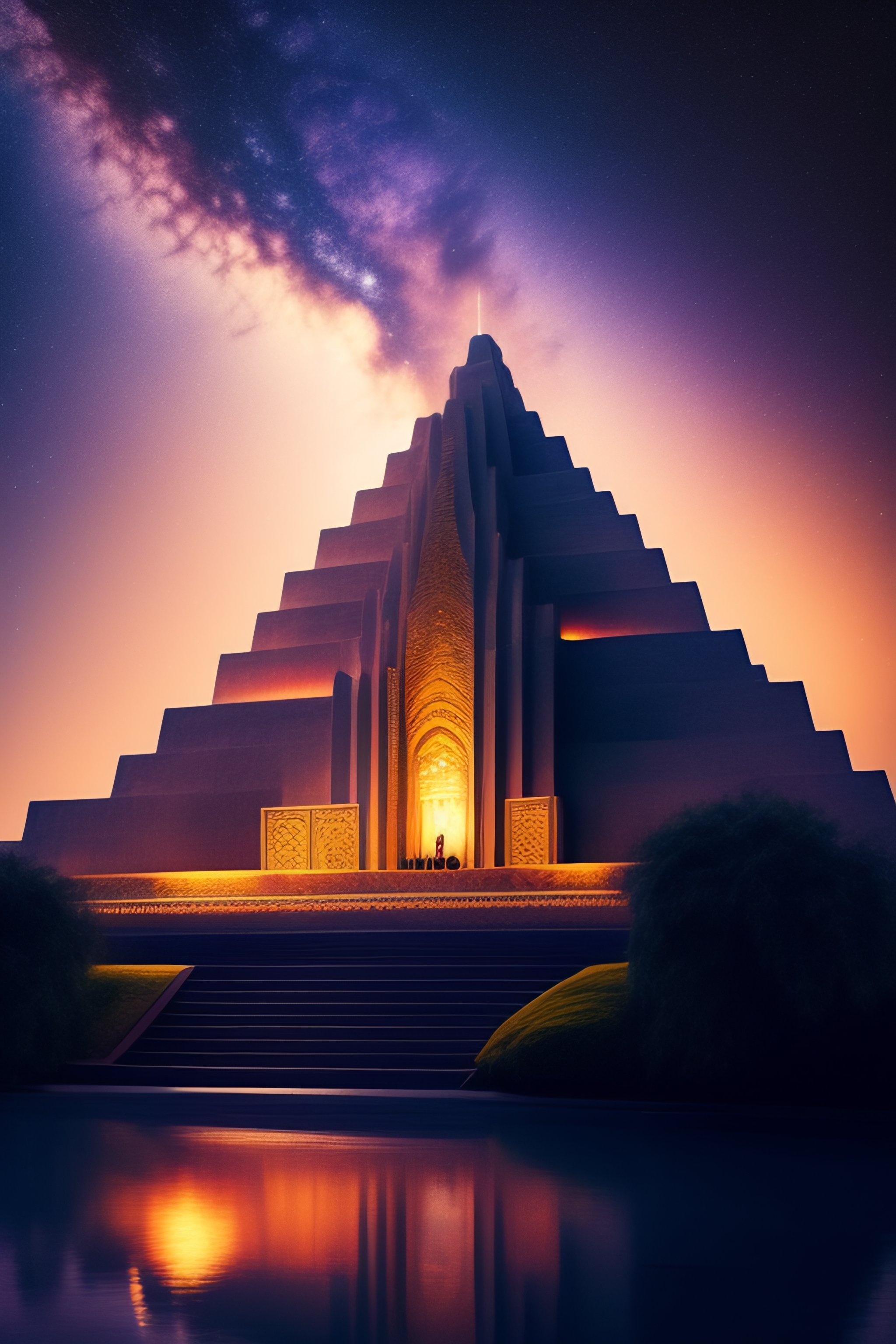 Lexica A great temple. A gigantic image of Jesus Christ on one of the