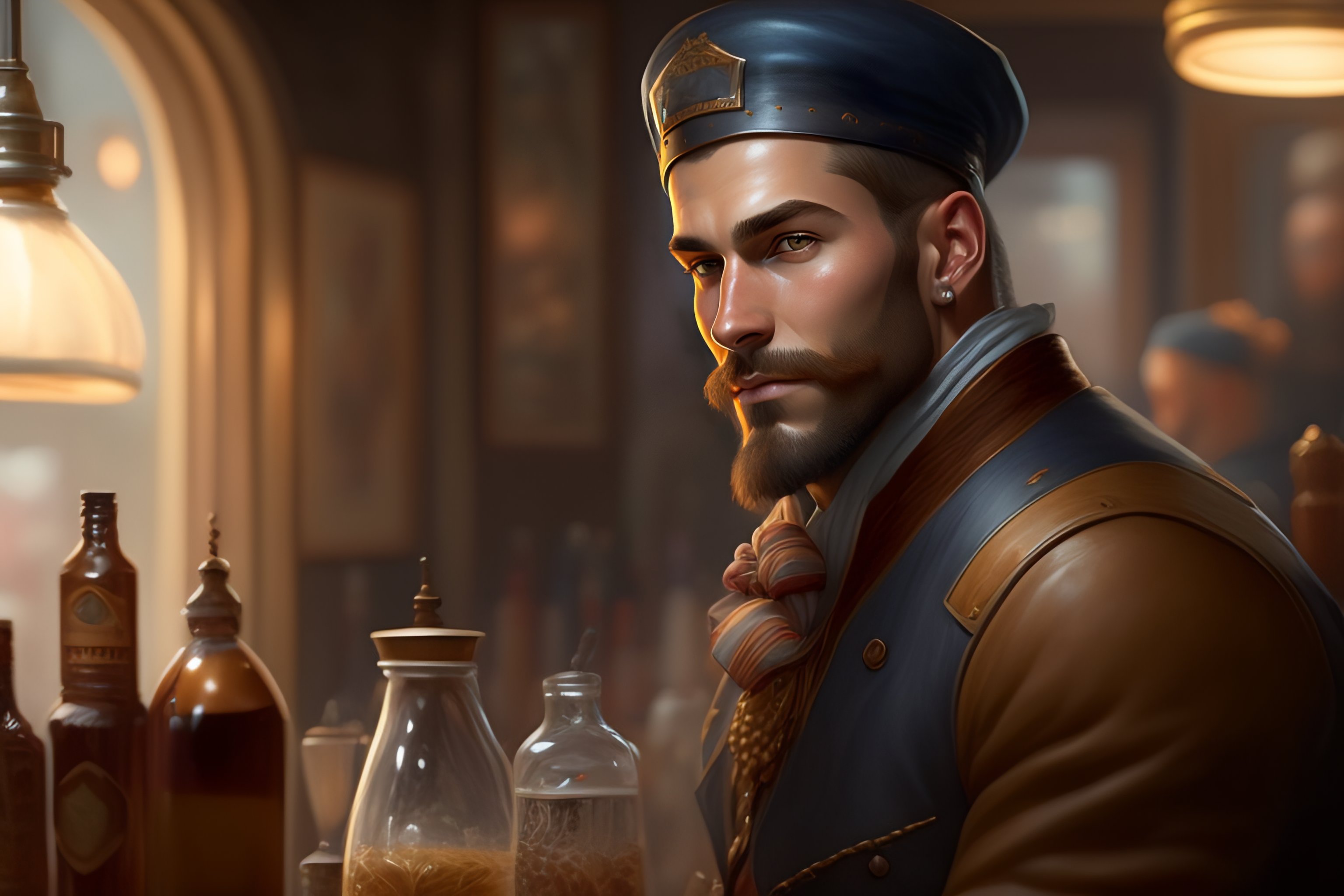 Lexica - A detailed portrait of a man named Tom is sitting in a barber ...