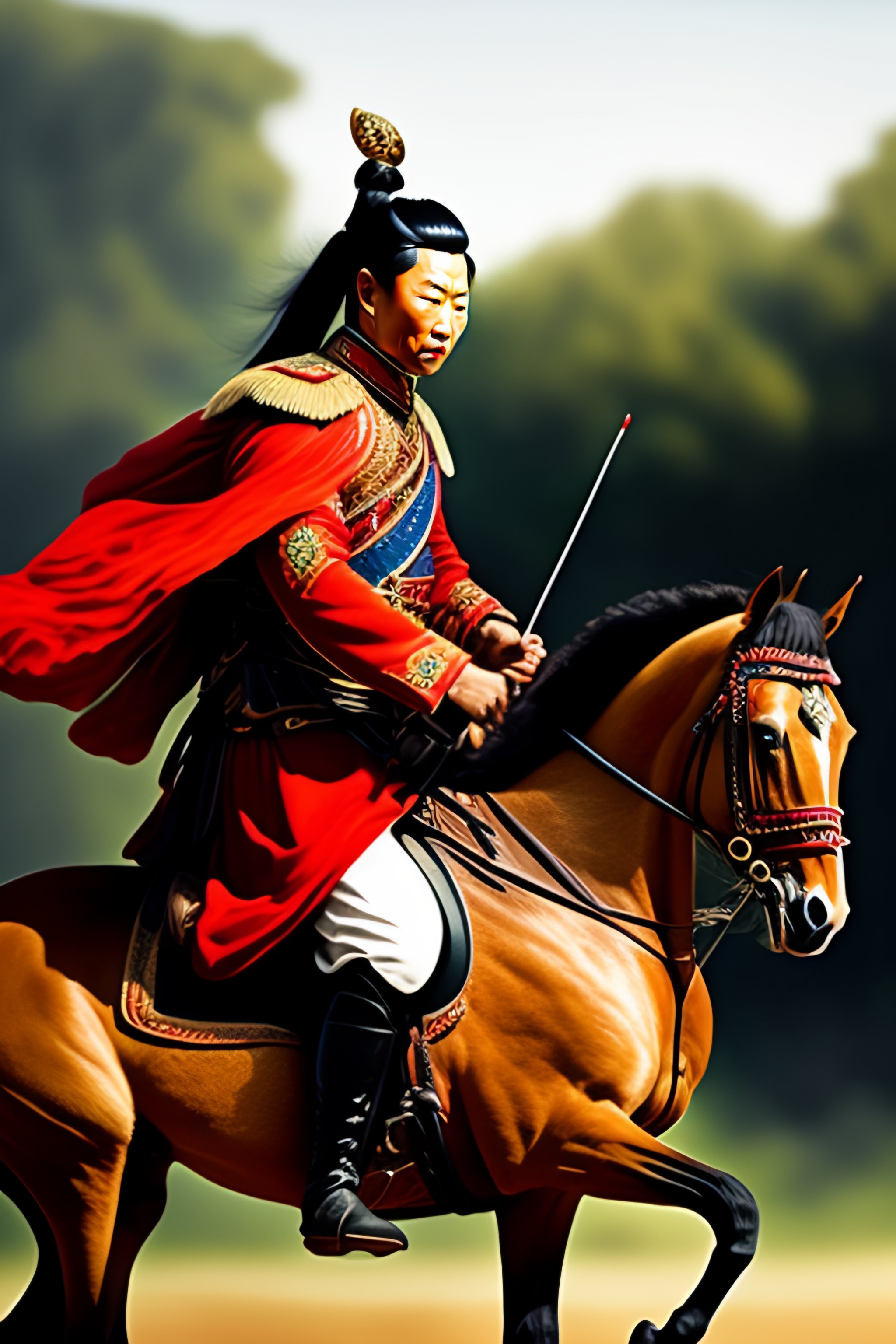 Lexica - A young and brave ancient Chinese general riding a horse and ...