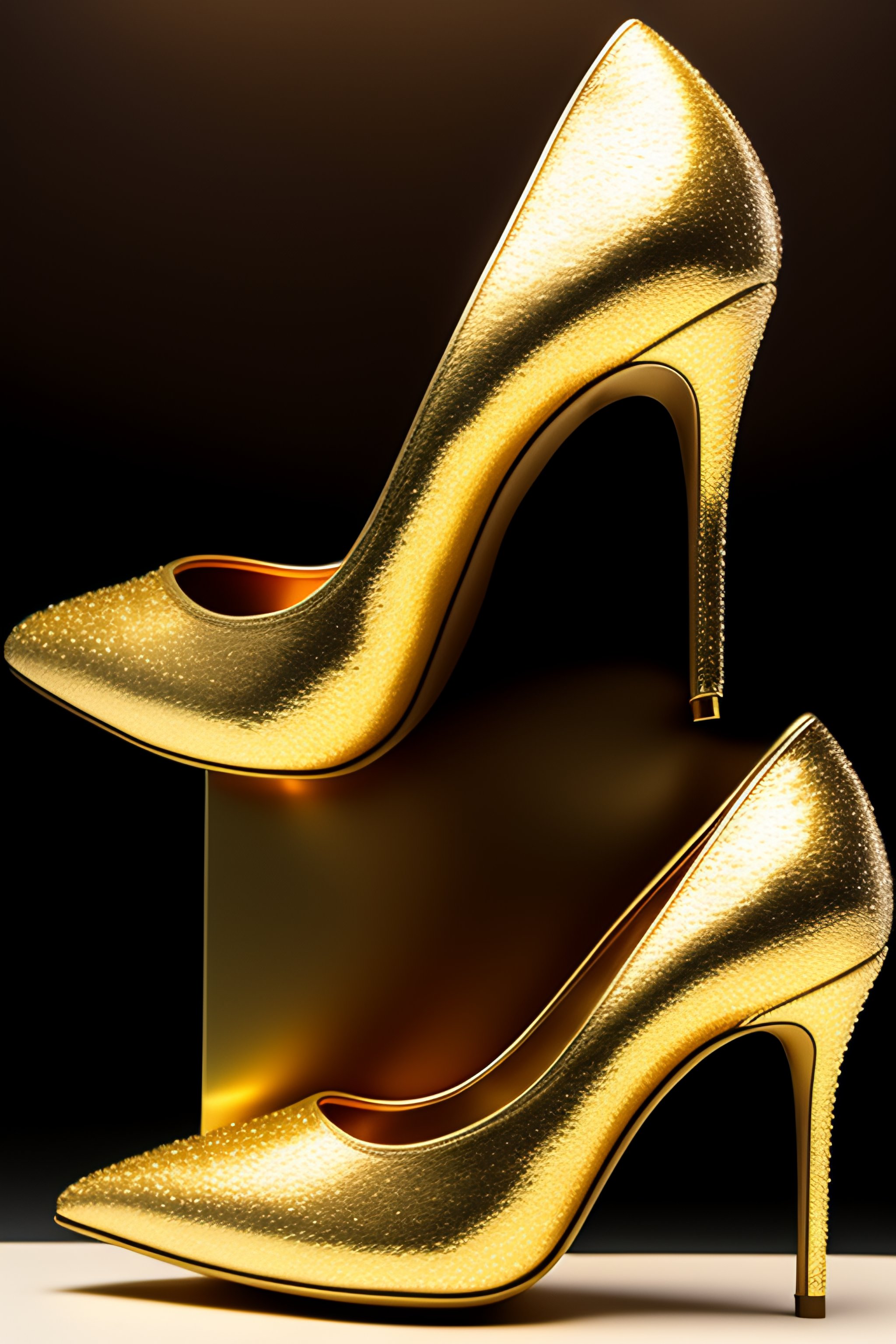 Lexica - Create a luxury shoes gold and blach whit diamond on the heels ...