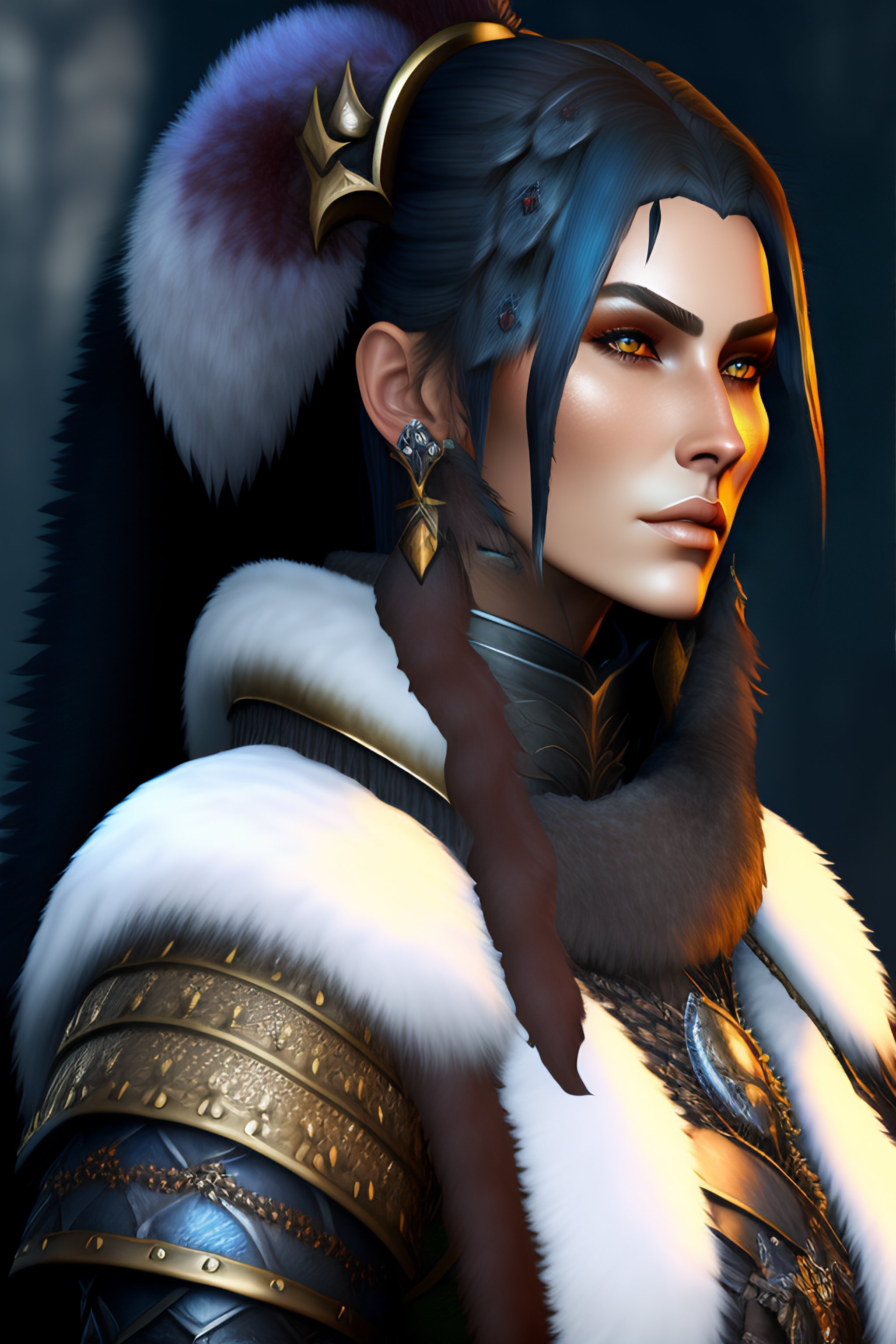 Lexica Fur armor, winter armor, undead pale, round face, fantasy