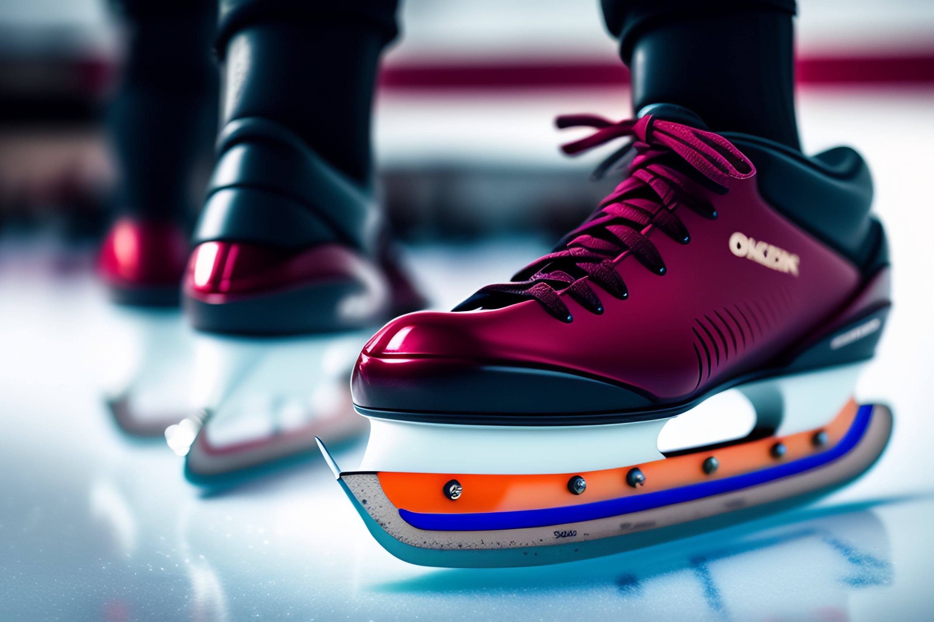 Lexica Sharpening a speed skate with an sharpening stone near ice and