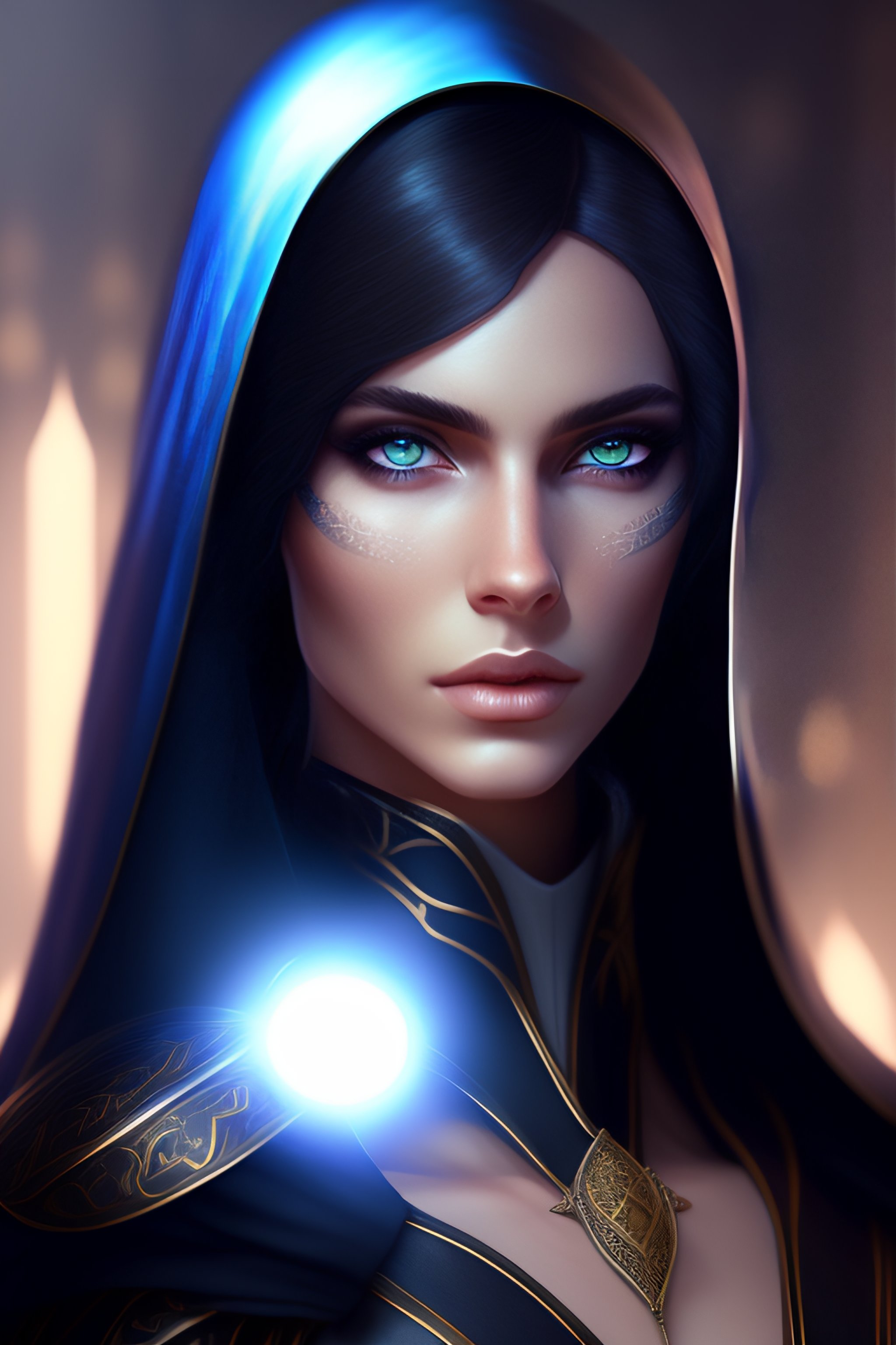 Lexica - Portrait of beautiful dark elf girl wearing a black hood, pale ...