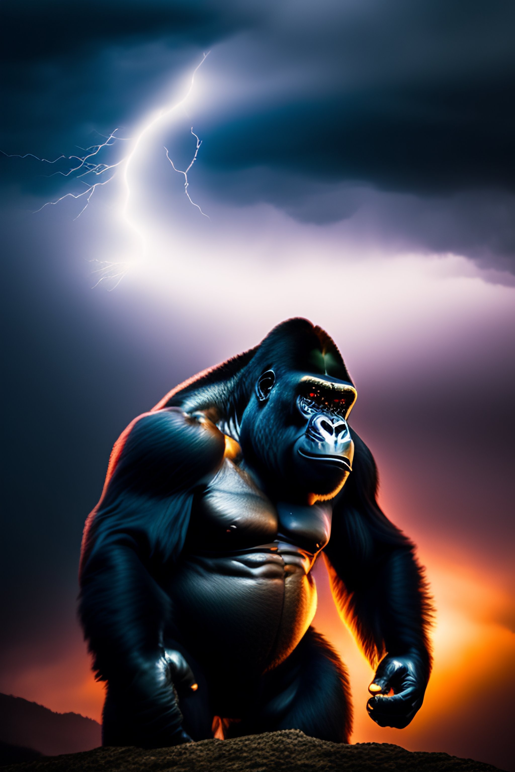 Lexica - A gorilla shooting lightning from it's hands