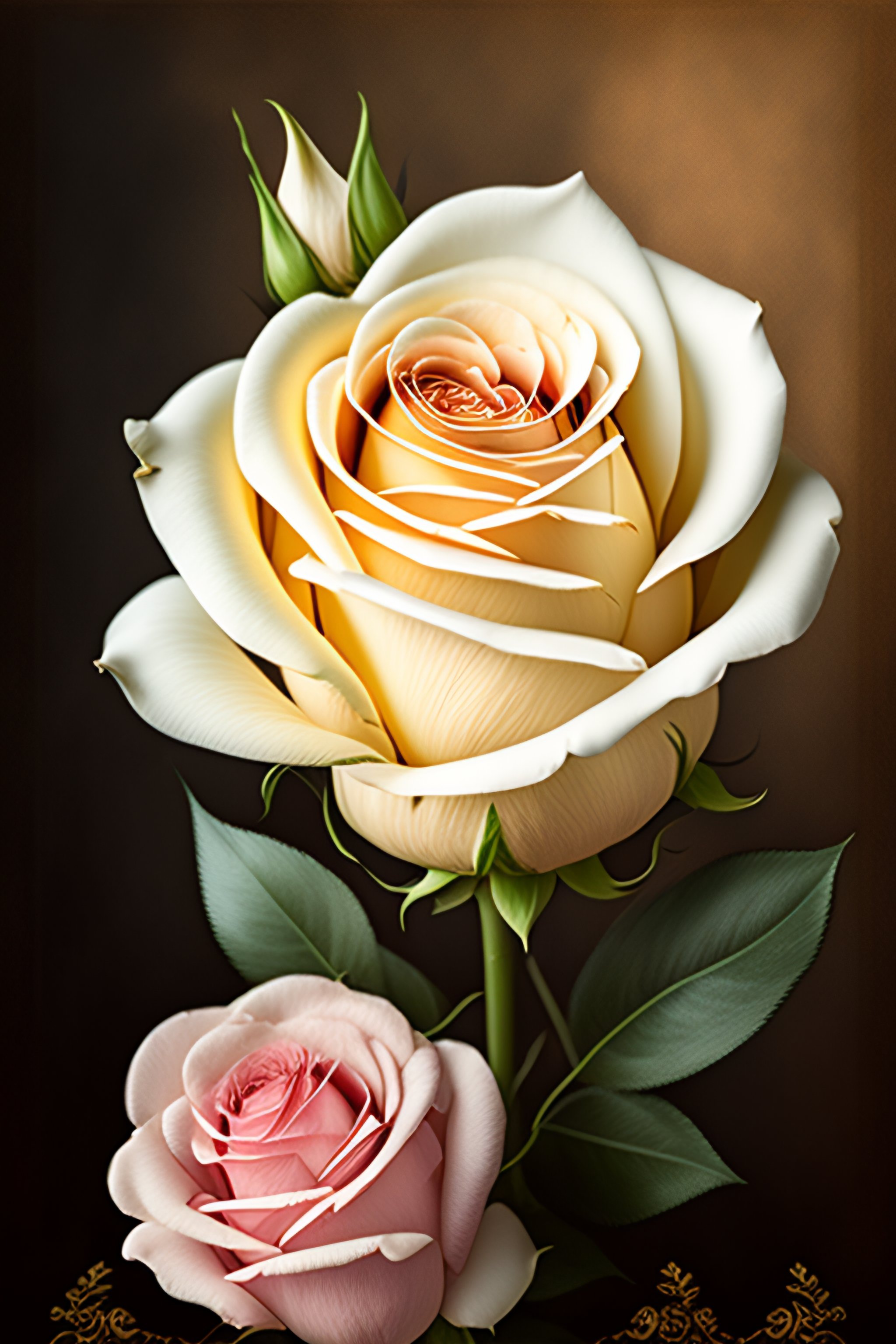 Lexica - High quality A4 old parchment paper, transparent white roses ...