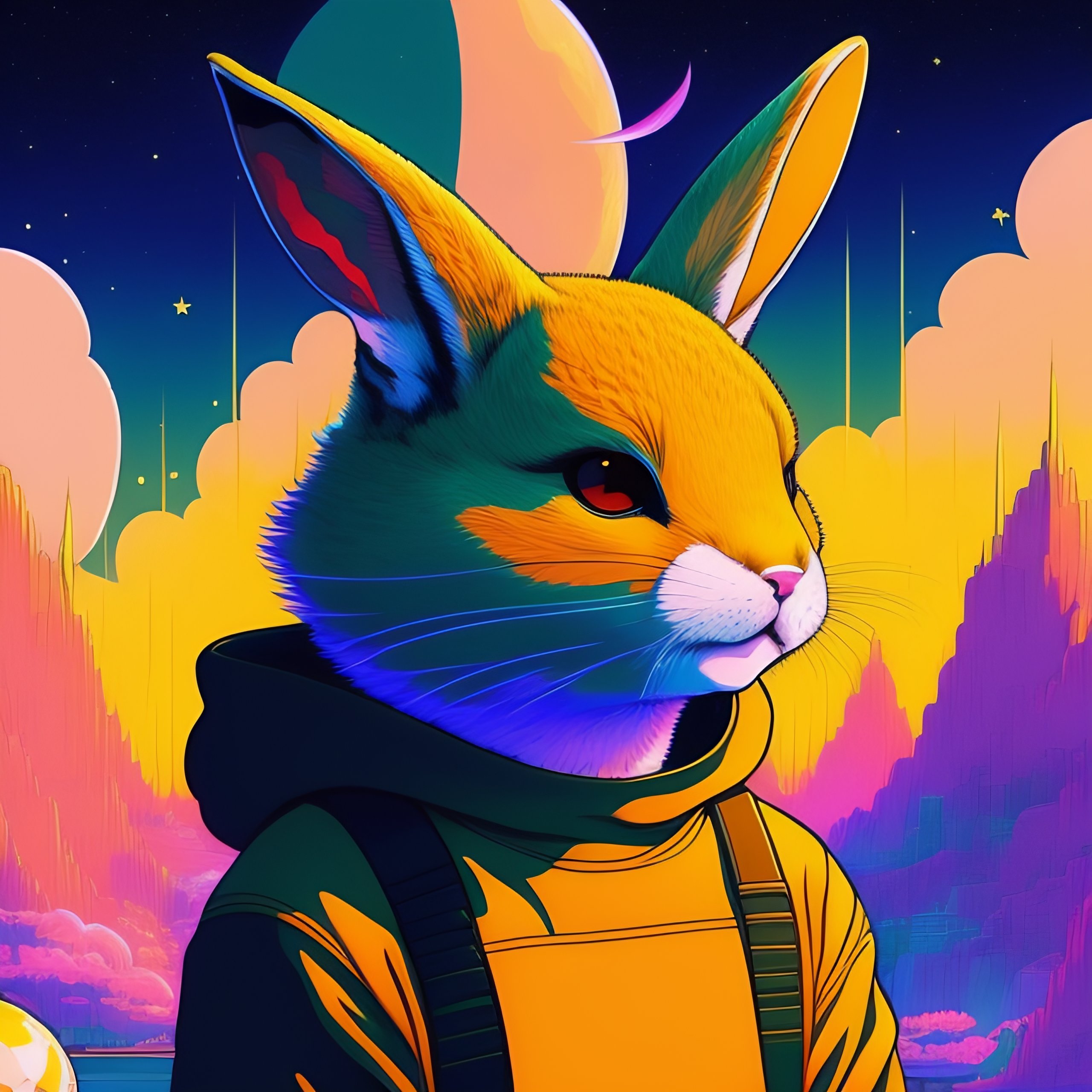 Lexica - Photo of a rabit monster in the space, style of laurie ...