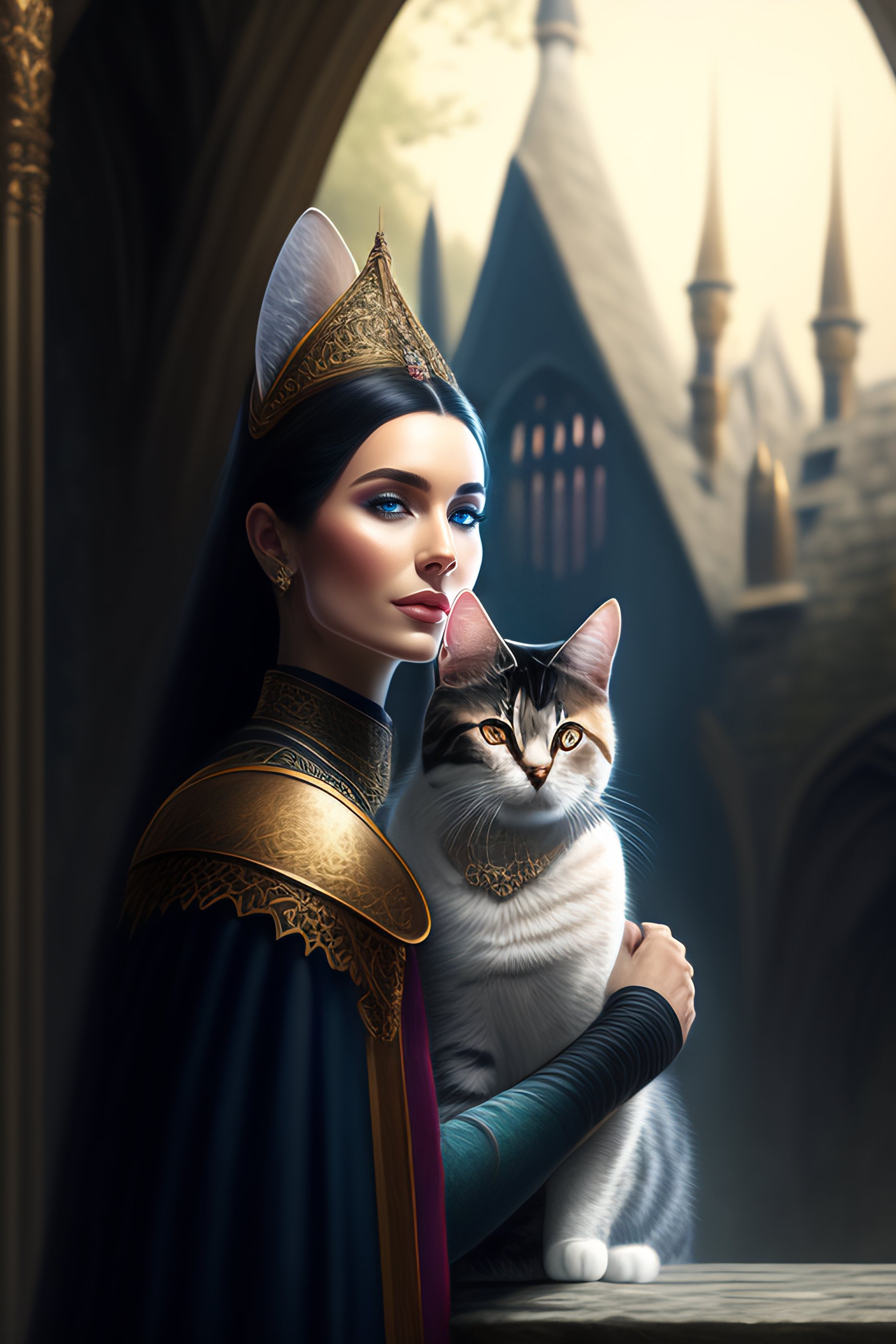 Lexica - Portrait of a cat-cleric in an gothic castle