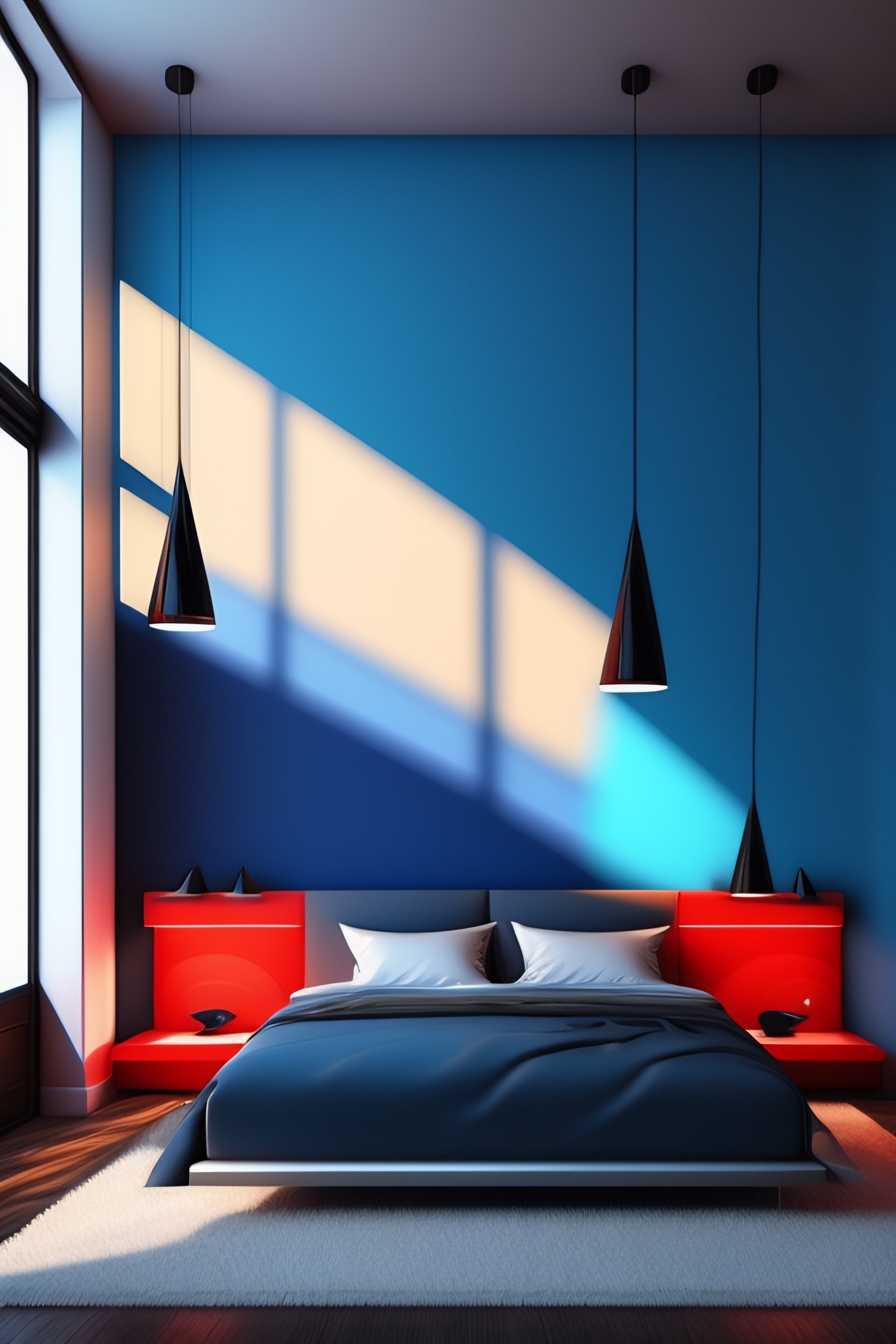 Lexica - Photorealistic, interior design, master, modern, 8k, blue, red ...