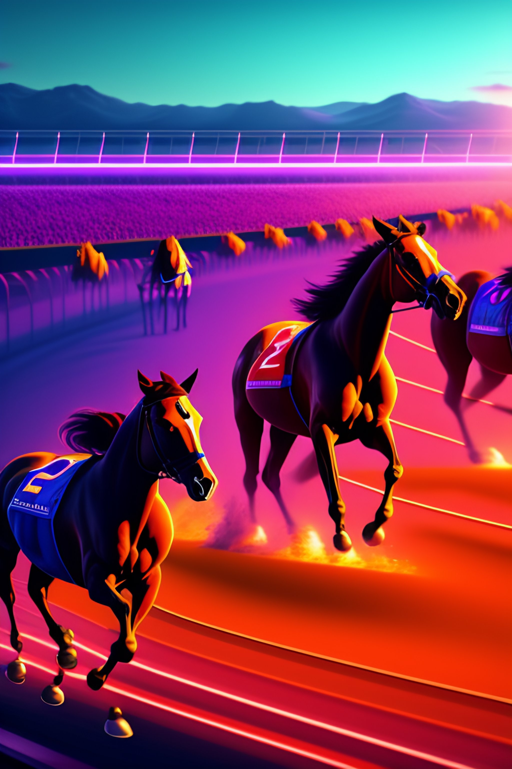 Lexica - Isometric polygon style high quality race of many horses ...