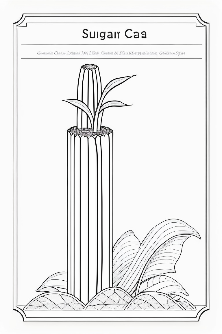 Lexica Sugar cane, coloring page for adults, photo realistic, clean